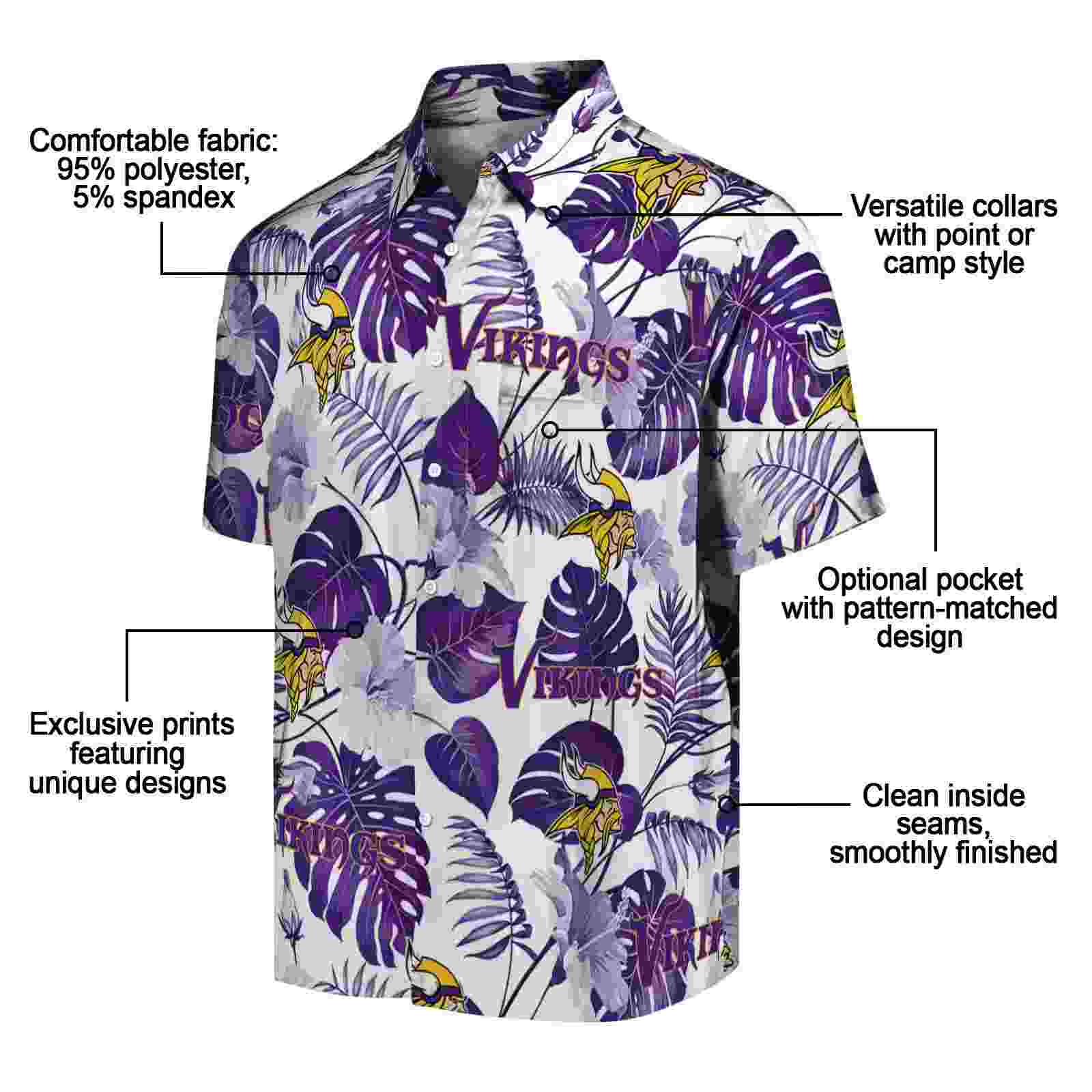 minnesota vikings tropical plants purple white hawaiian shirt new arrival