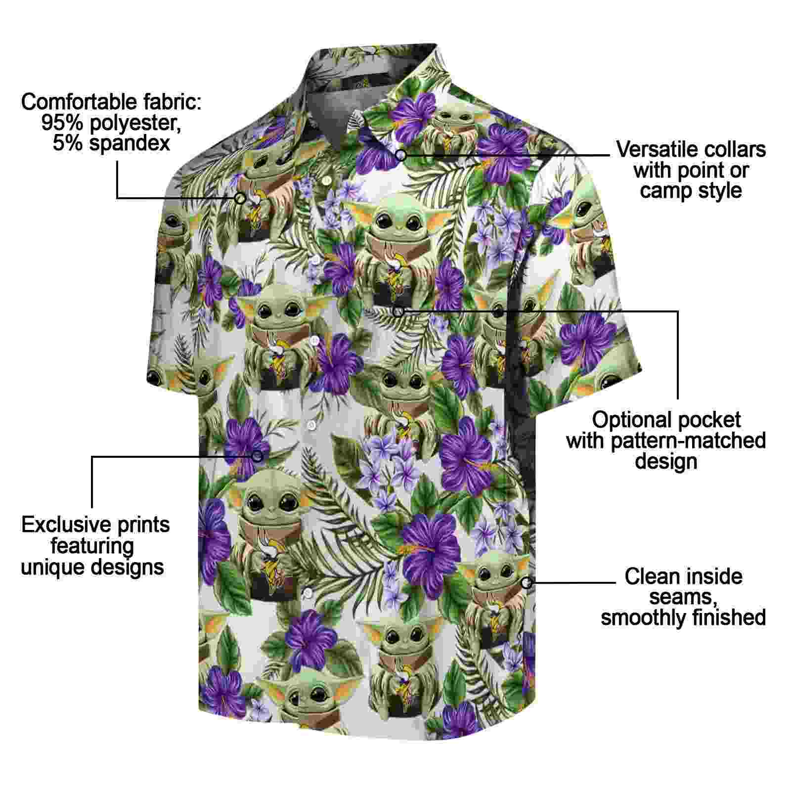 minnesota vikings tropical yoda green hawaiian shirt new arrival