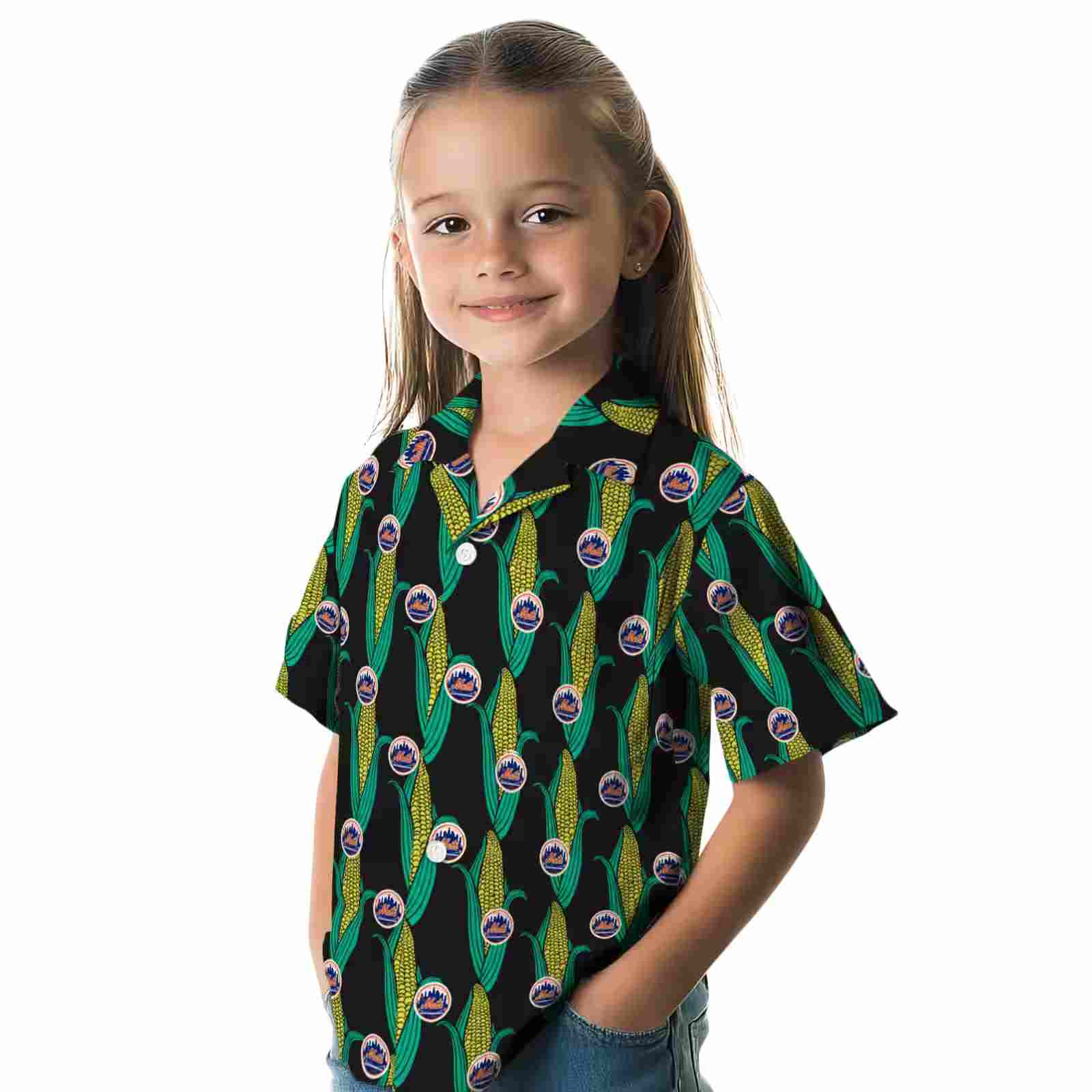 new york mets corn motifs black green hawaiian shirt premium grade