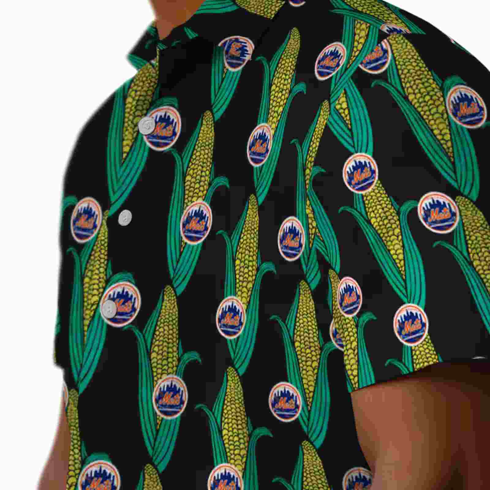 new york mets corn motifs black green hawaiian shirt trendy