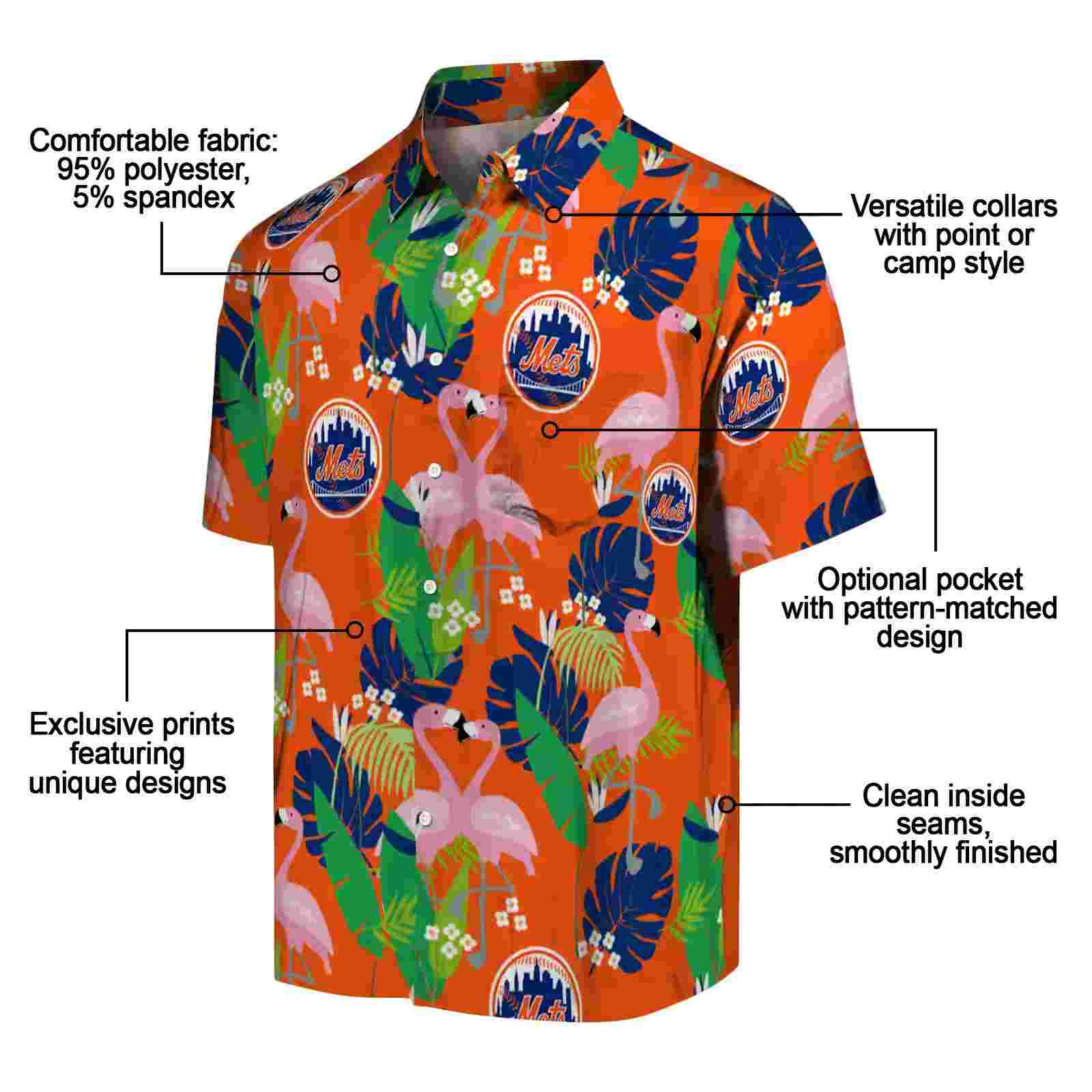 new york mets flamingo foliage blue green hawaiian shirt new arrival