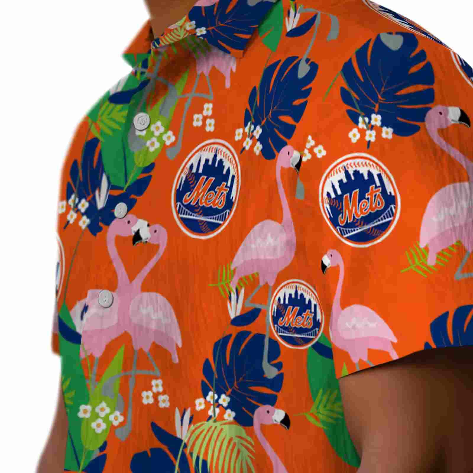 new york mets flamingo foliage blue green hawaiian shirt trendy