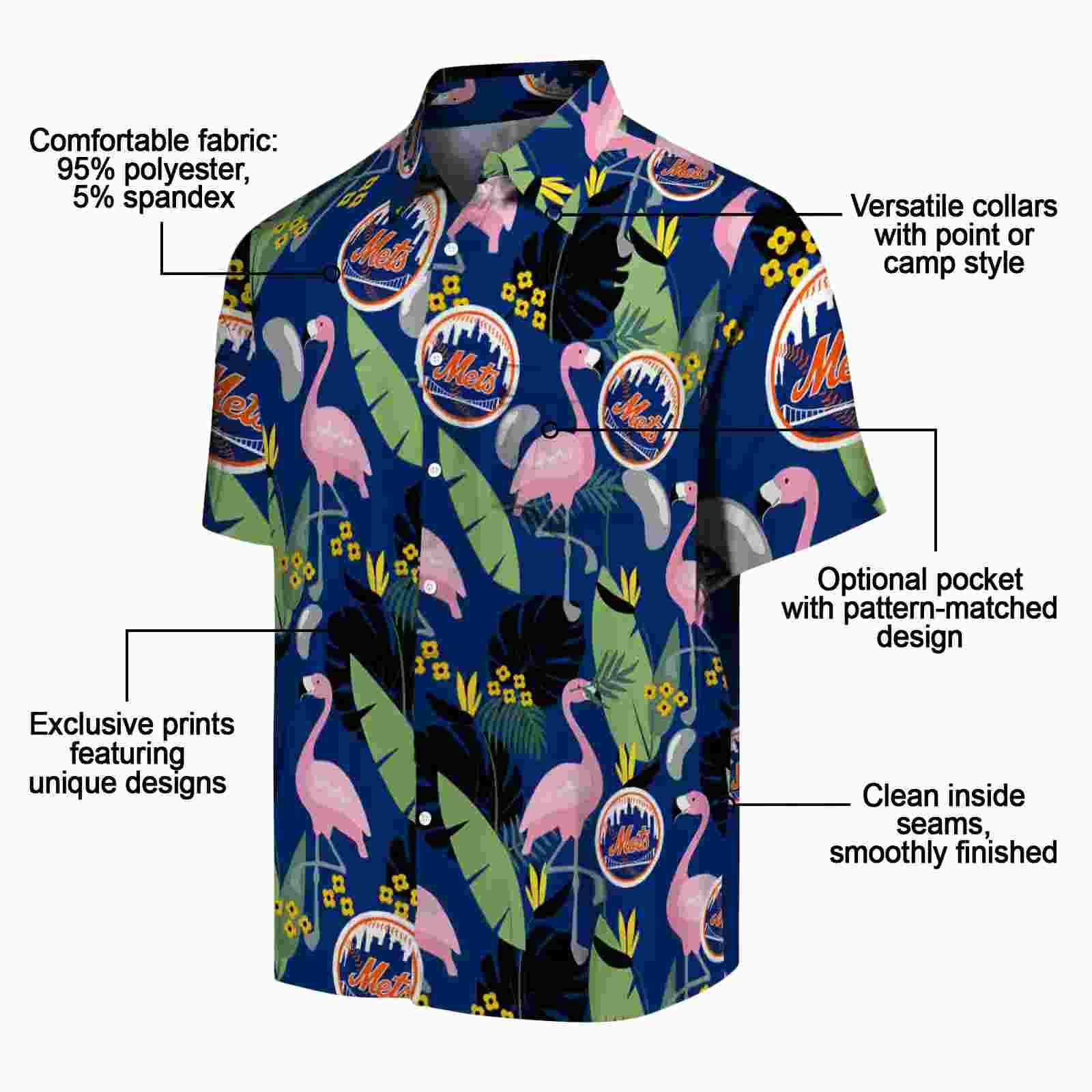 new york mets flamingo leaves blue hawaiian shirt new arrival