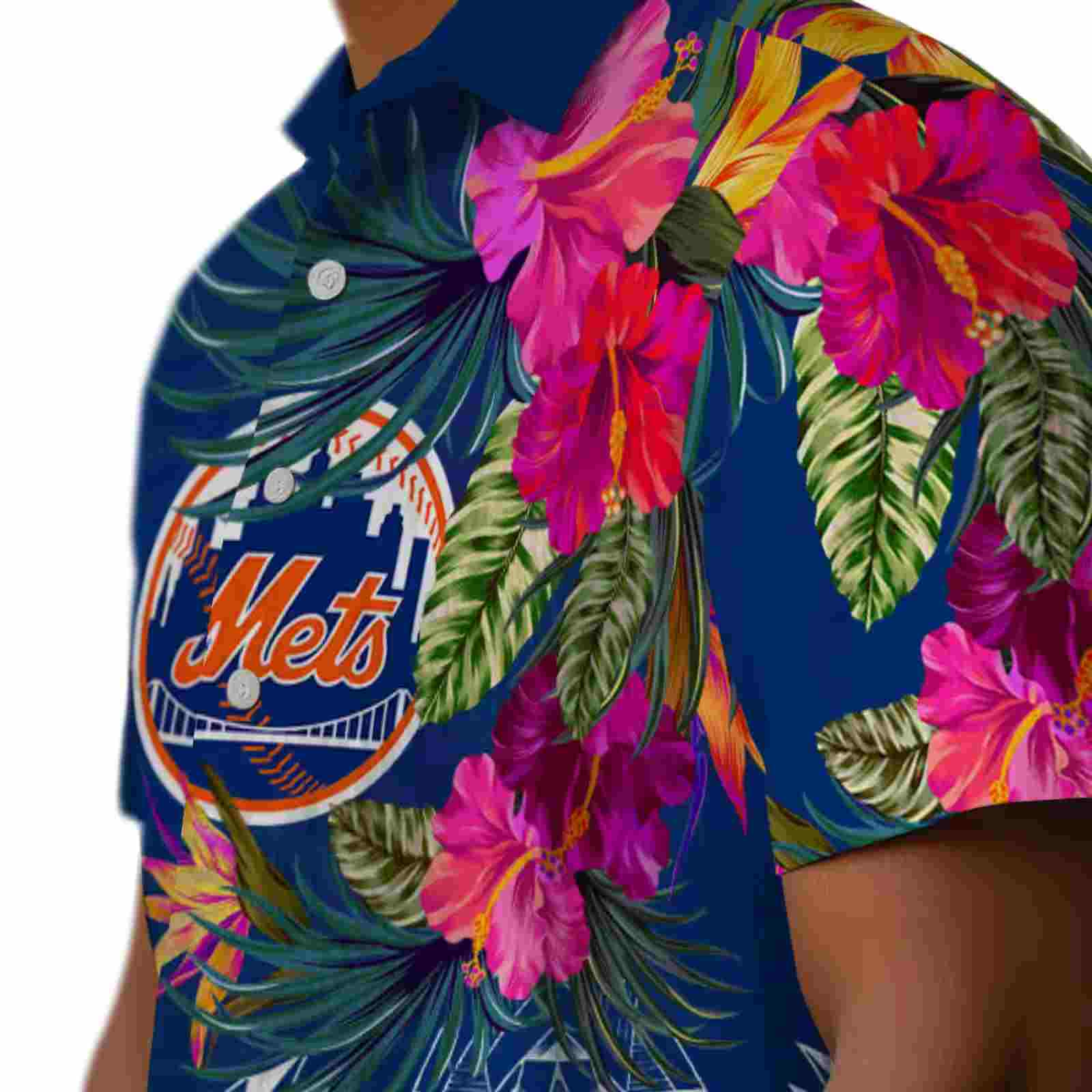 new york mets floral polynesian blue hawaiian shirt trendy