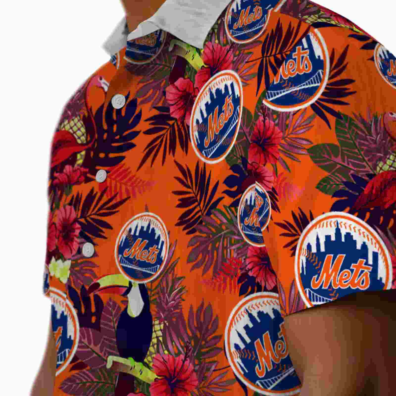 new york mets floral toucan blue red hawaiian shirt trendy