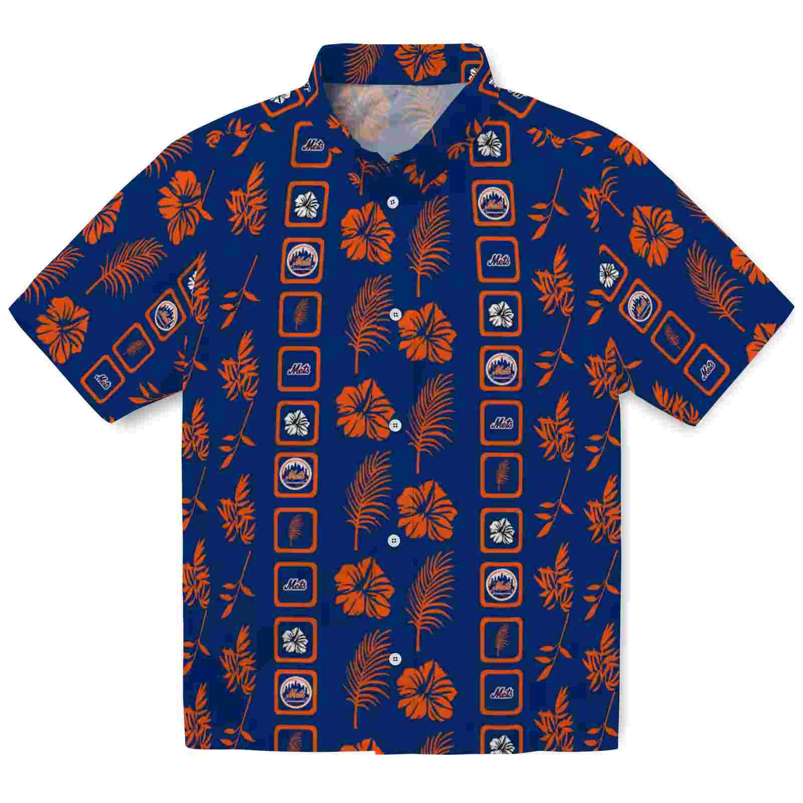 New York Mets Framed Floral Blue Hawaiian Shirt