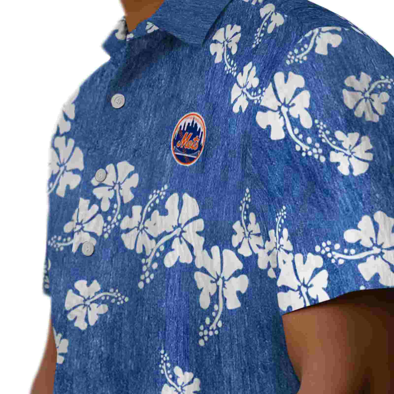 new york mets hibiscus clusters blue hawaiian shirt trendy