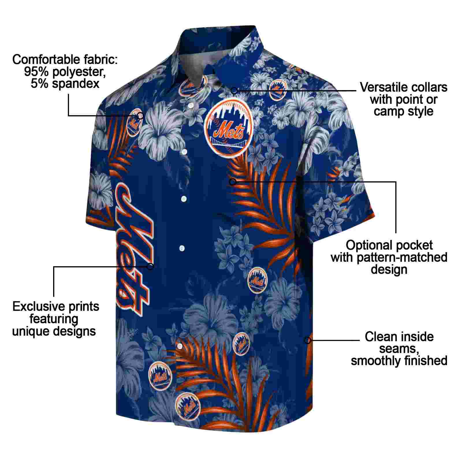 new york mets hibiscus print blue hawaiian shirt new arrival