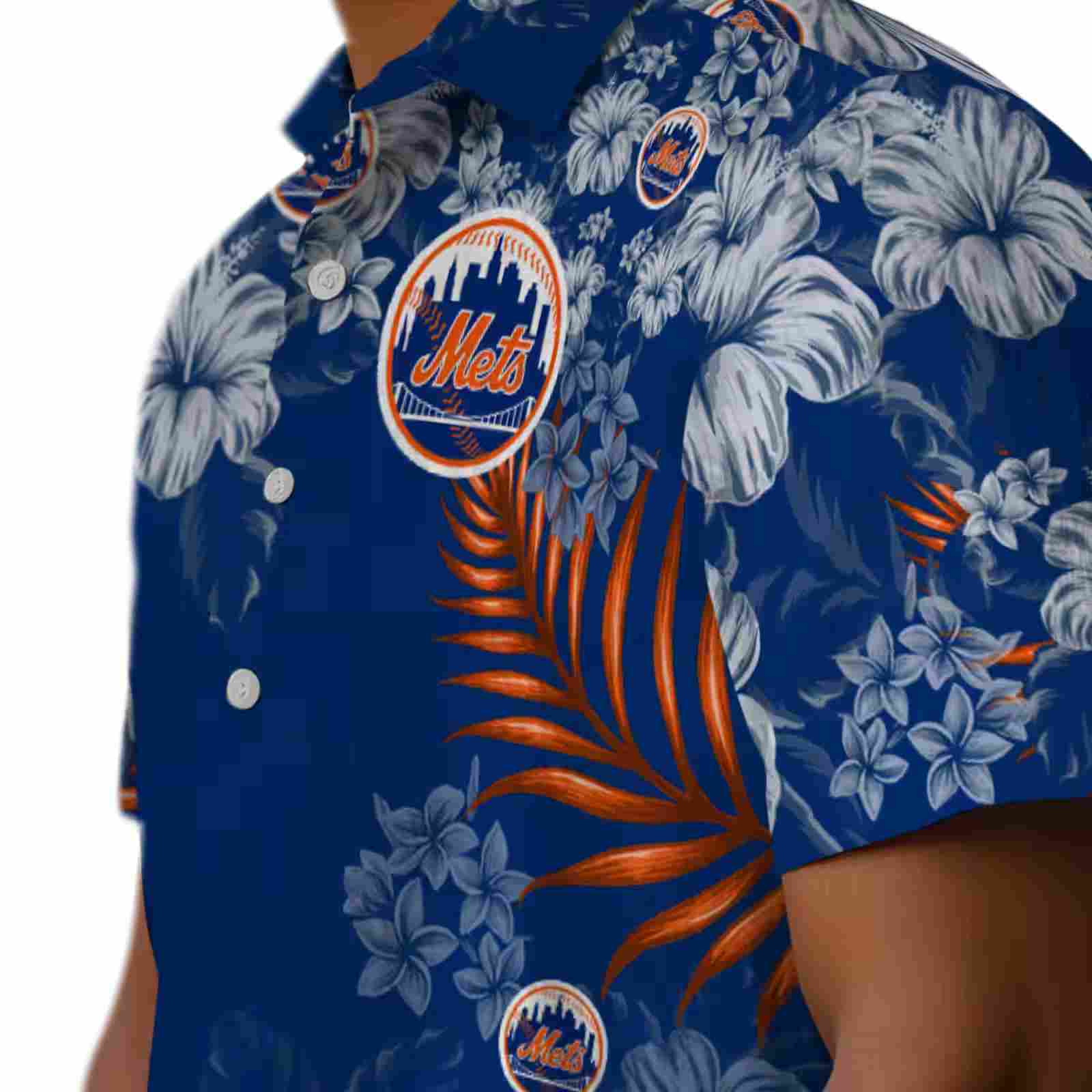 new york mets hibiscus print blue hawaiian shirt trendy