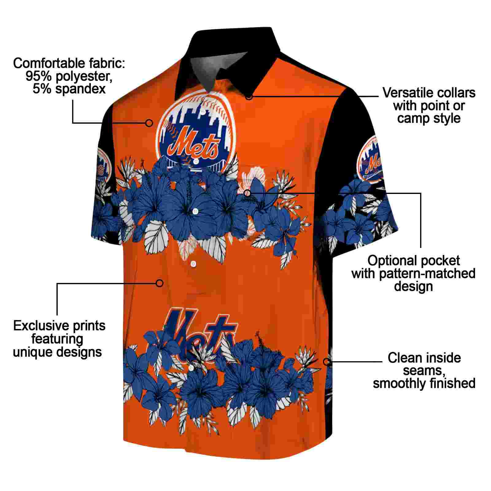 new york mets hibiscus stripe blue black hawaiian shirt new arrival