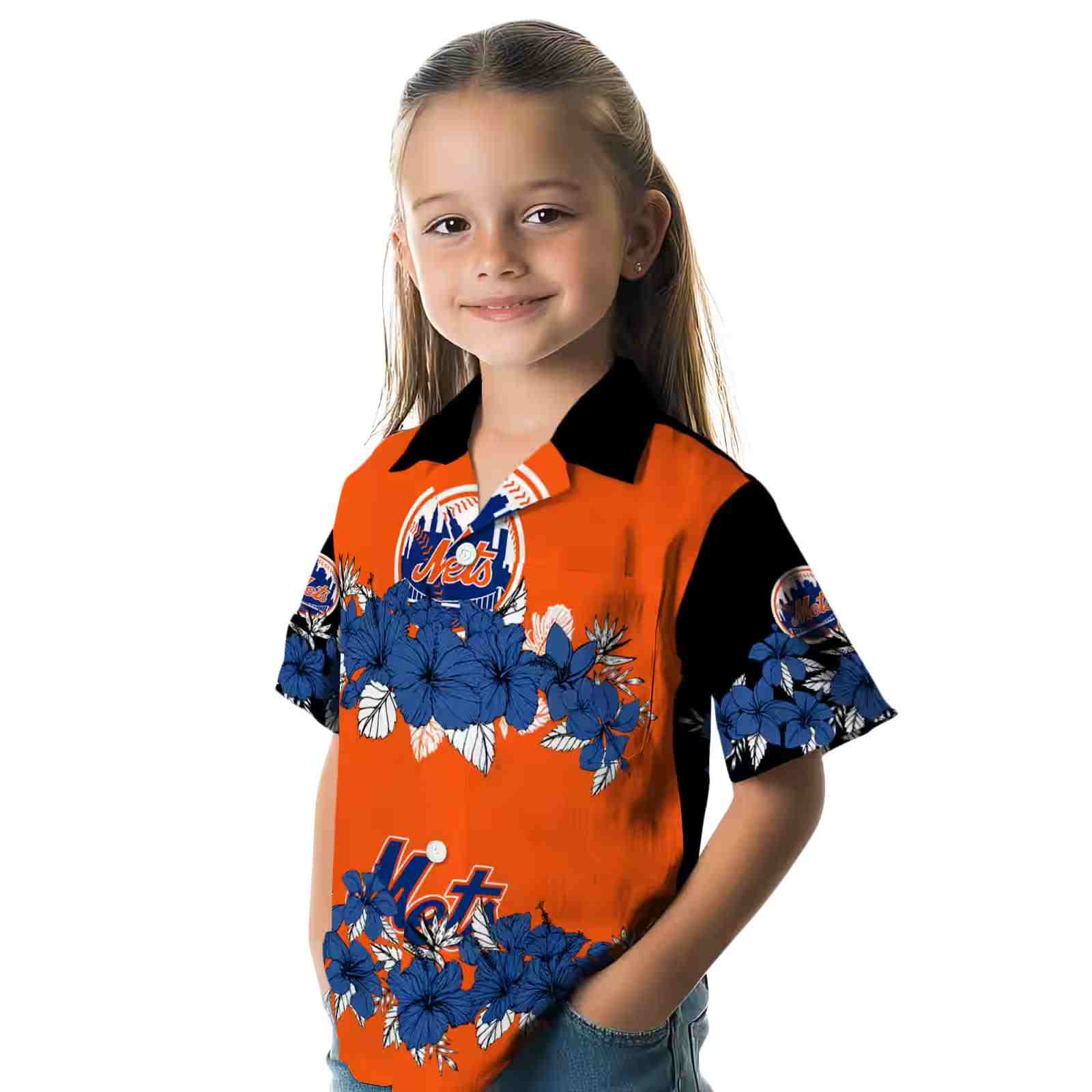 new york mets hibiscus stripe blue black hawaiian shirt premium grade