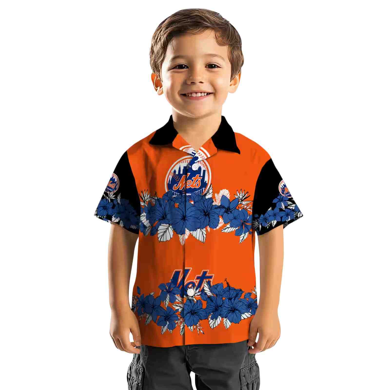 new york mets hibiscus stripe blue black hawaiian shirt top rated