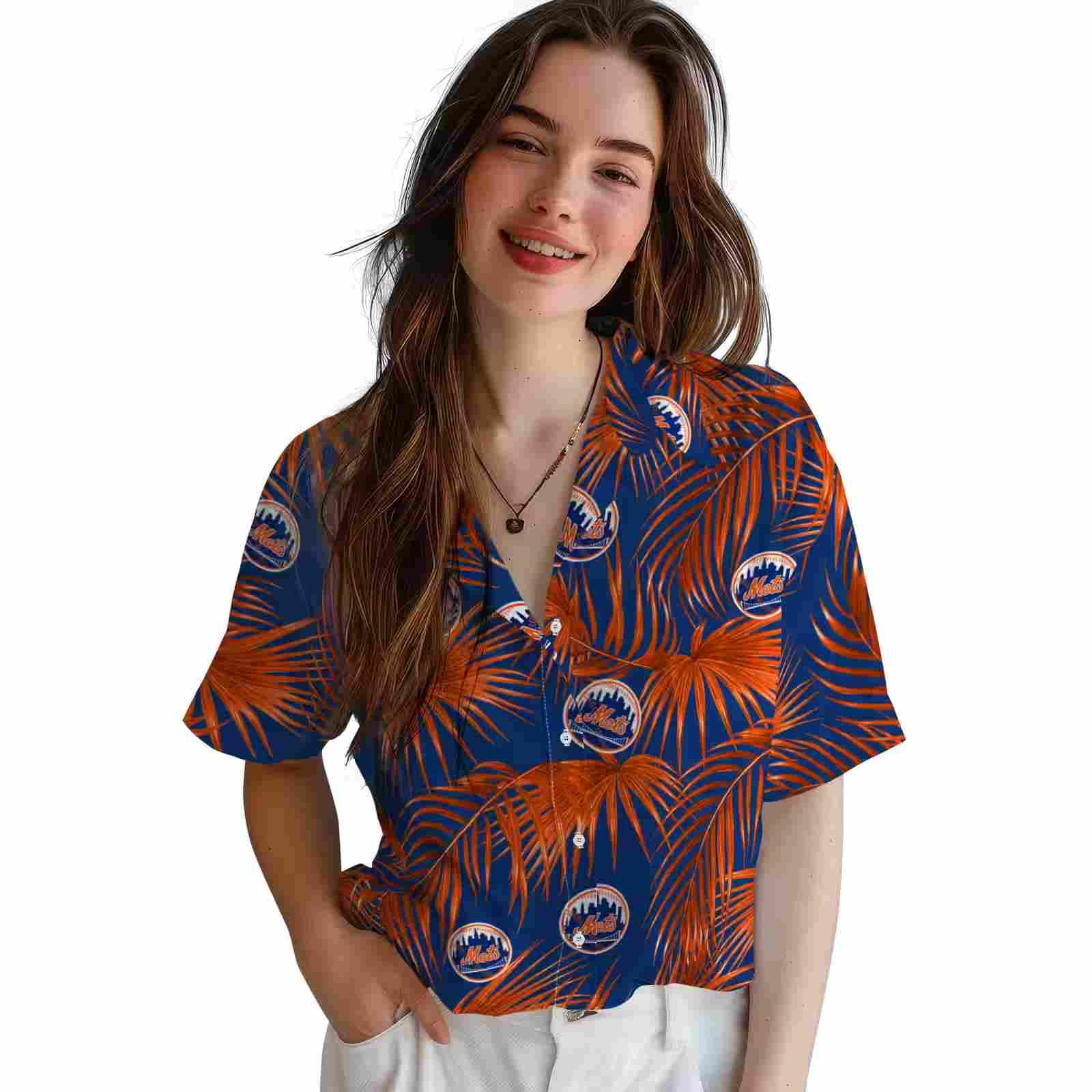 new york mets leafy palms blue hawaiian shirt latest model