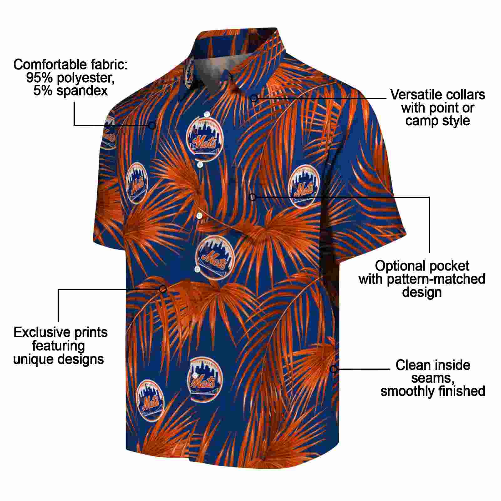 new york mets leafy palms blue hawaiian shirt new arrival