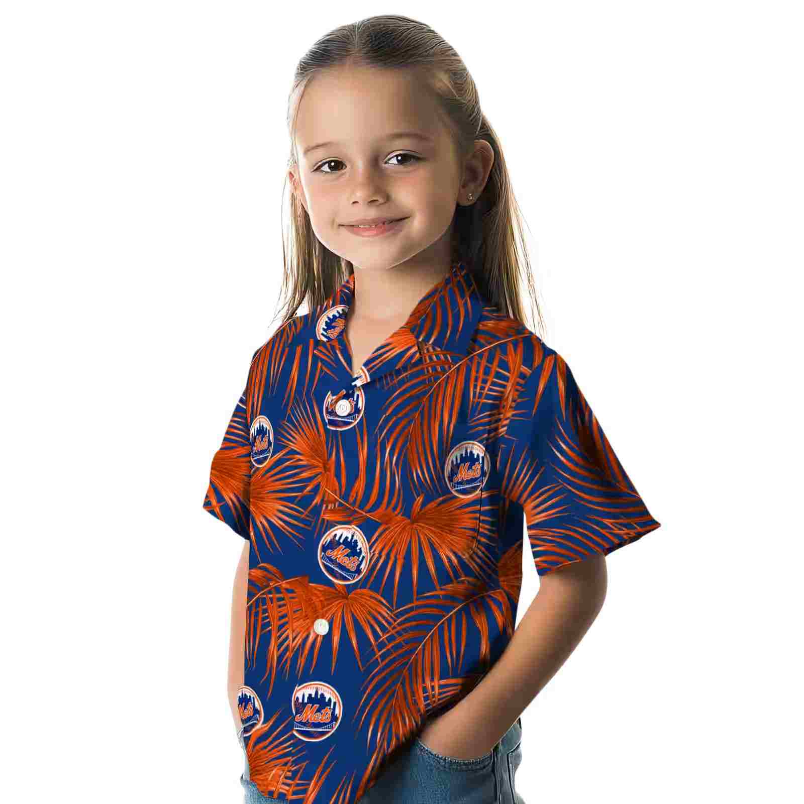 new york mets leafy palms blue hawaiian shirt premium grade