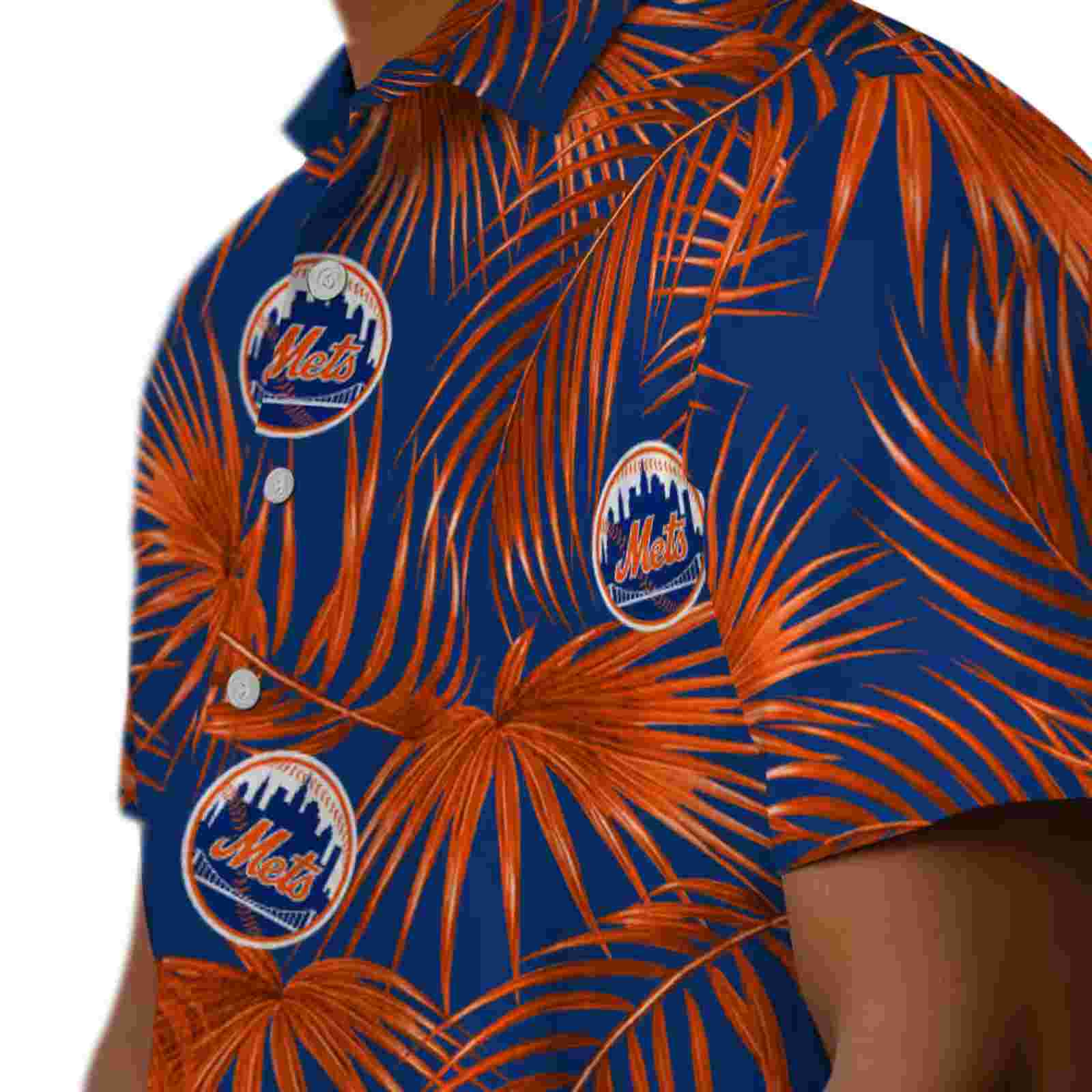 new york mets leafy palms blue hawaiian shirt trendy