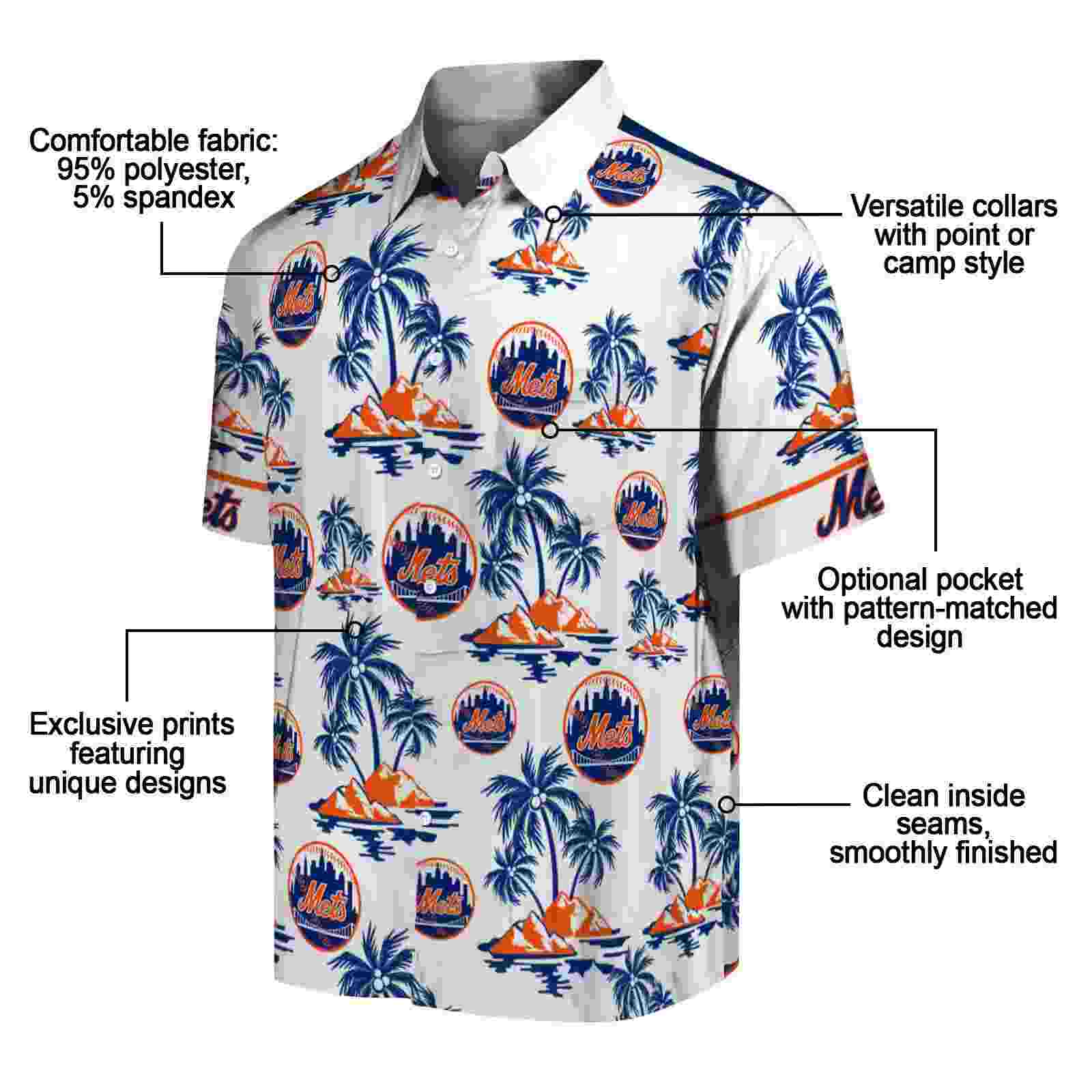 new york mets palm island print blue white hawaiian shirt new arrival