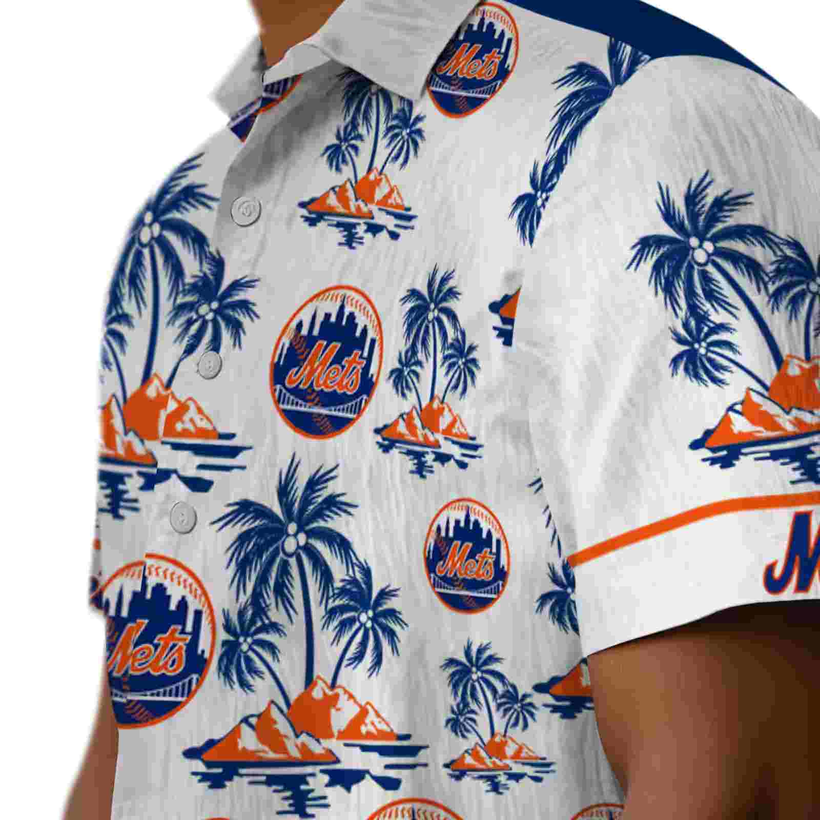 new york mets palm island print blue white hawaiian shirt trendy