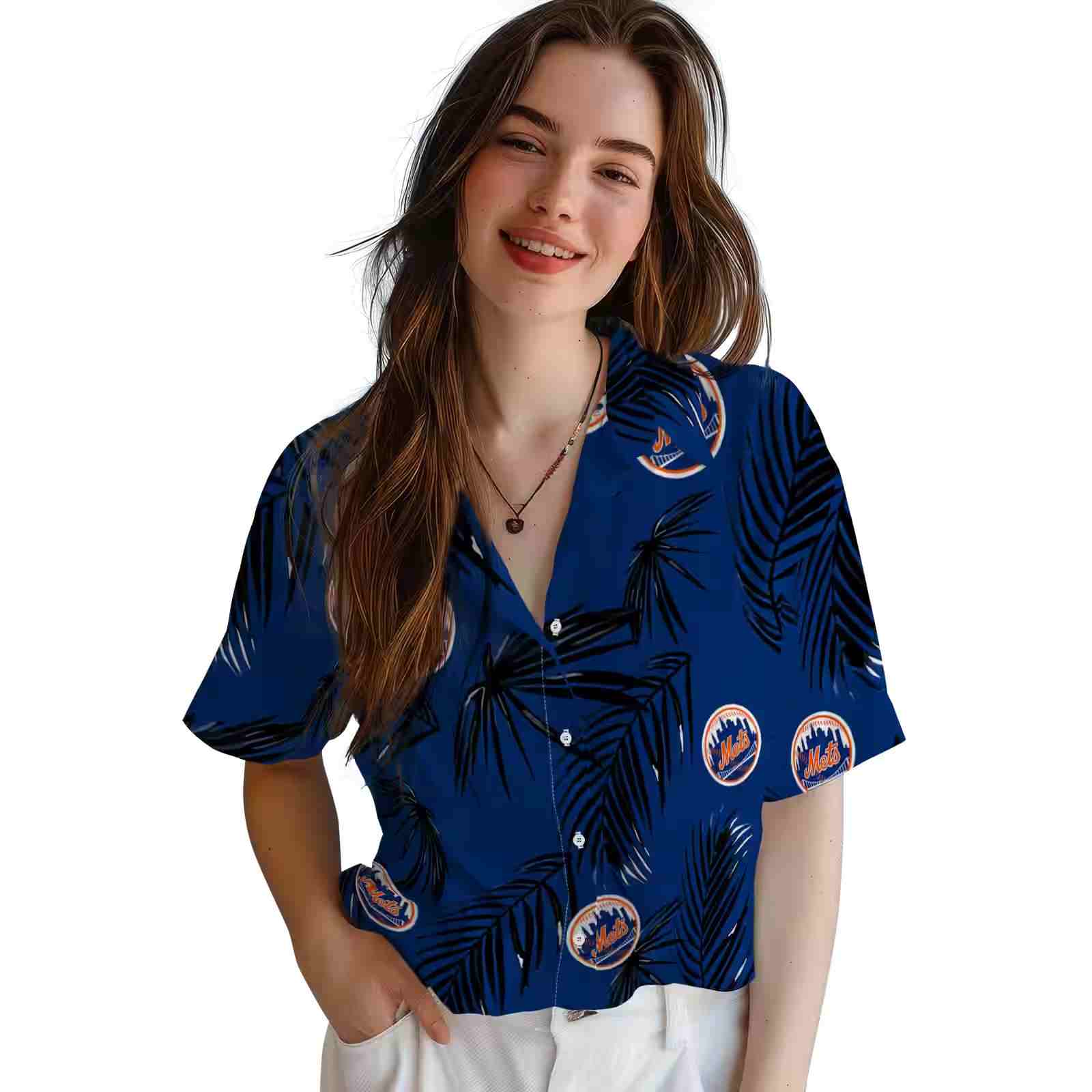 new york mets palm leaf blue hawaiian shirt latest model