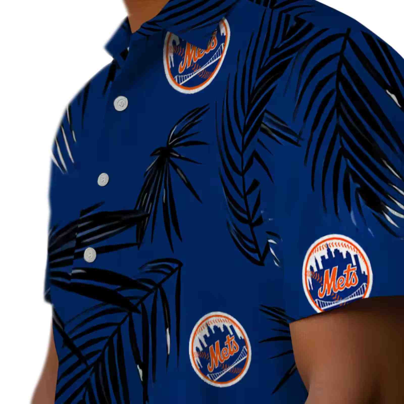 new york mets palm leaf blue hawaiian shirt trendy