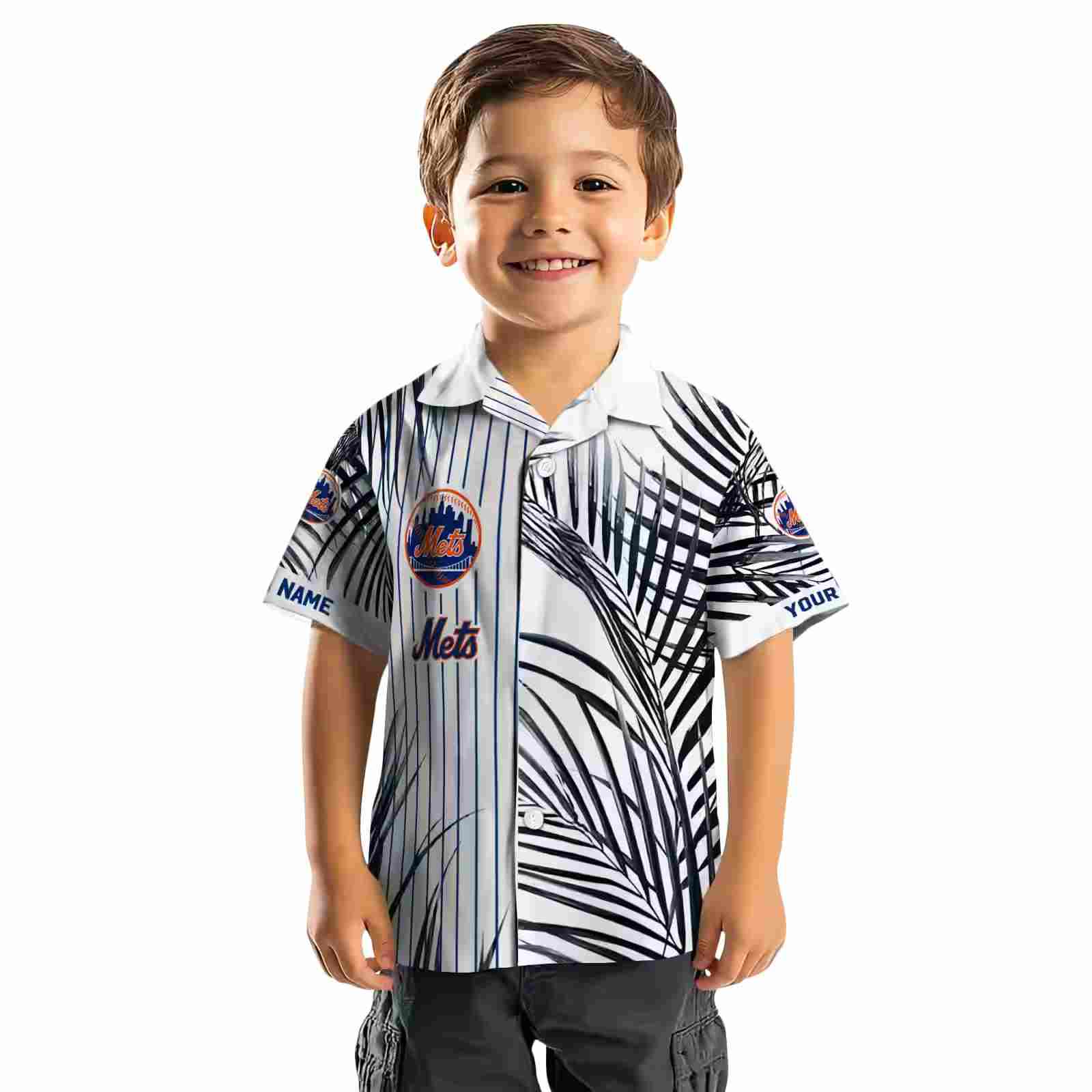 new york mets palm stripes blue black white hawaiian shirt top rated