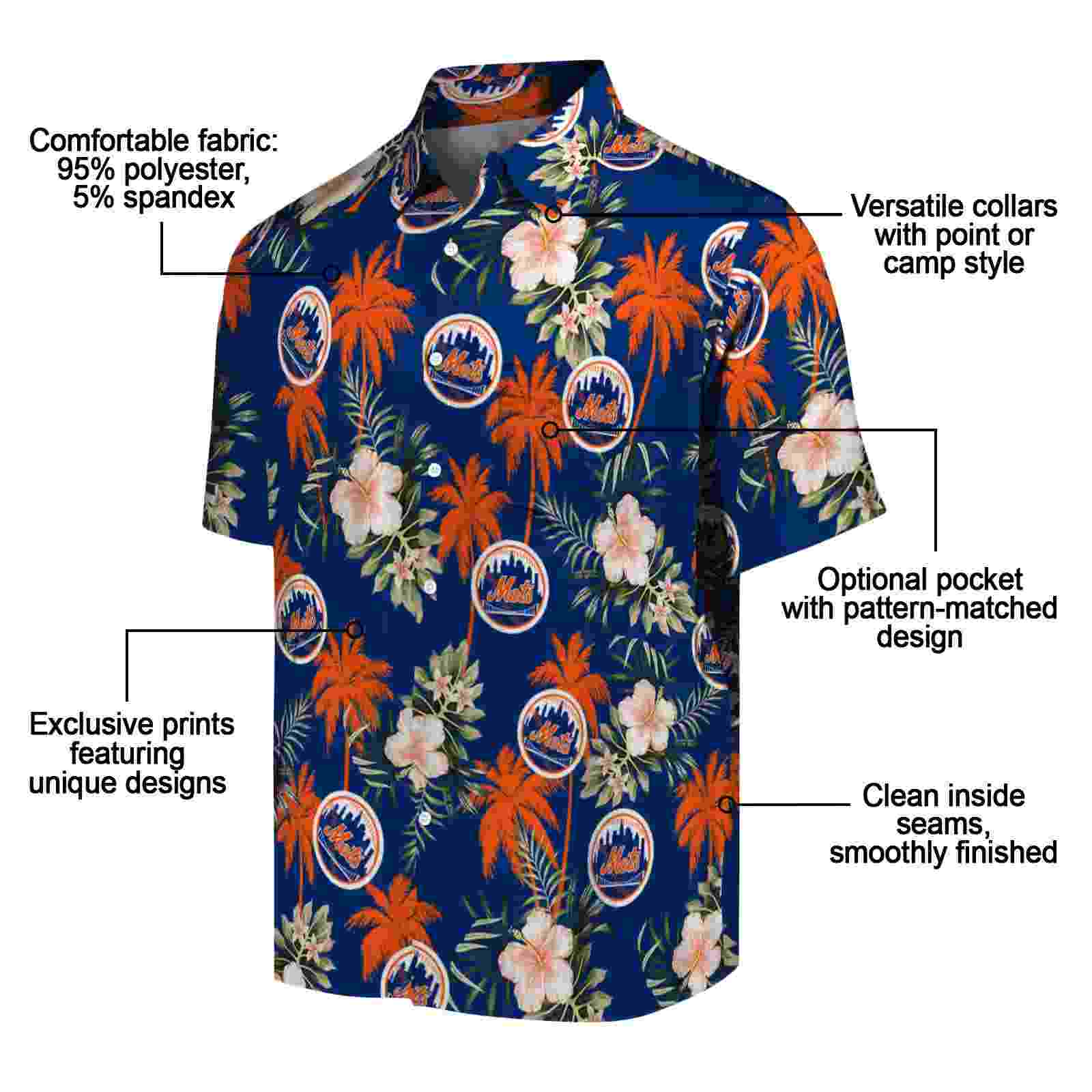 new york mets palm tree flower blue hawaiian shirt new arrival