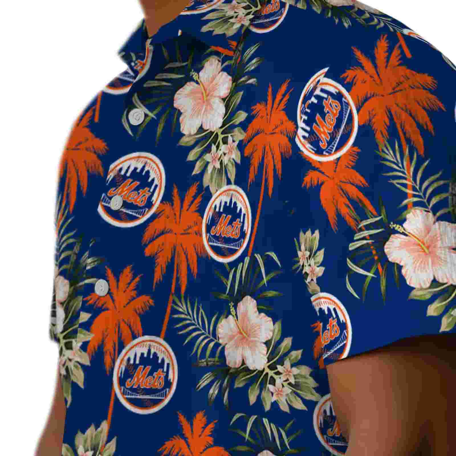 new york mets palm tree flower blue hawaiian shirt trendy