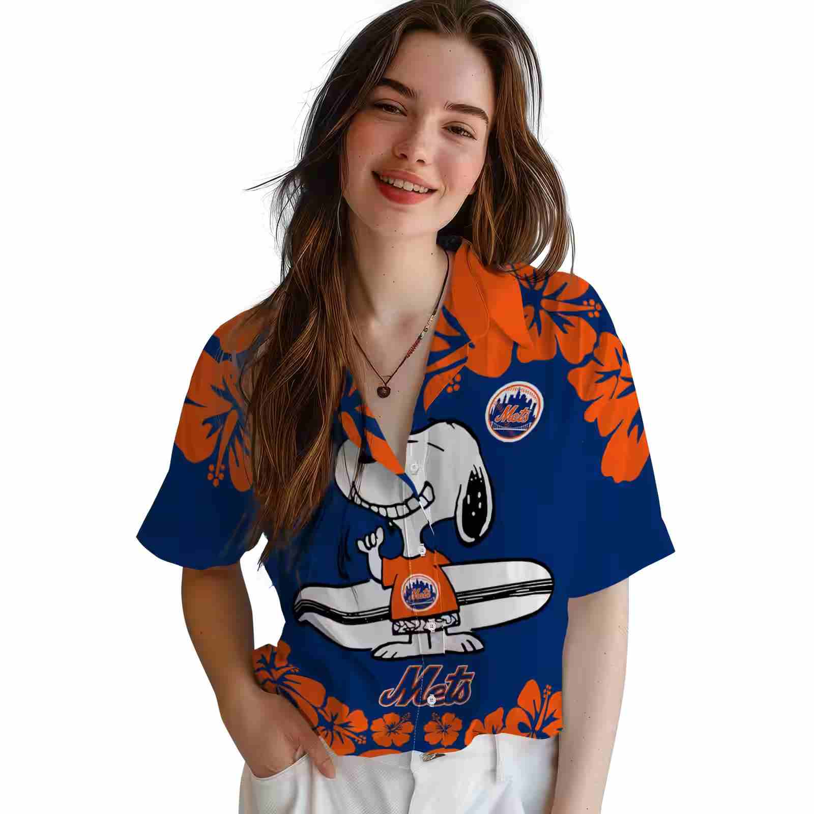 new york mets snoopy surf blue white hawaiian shirt latest model