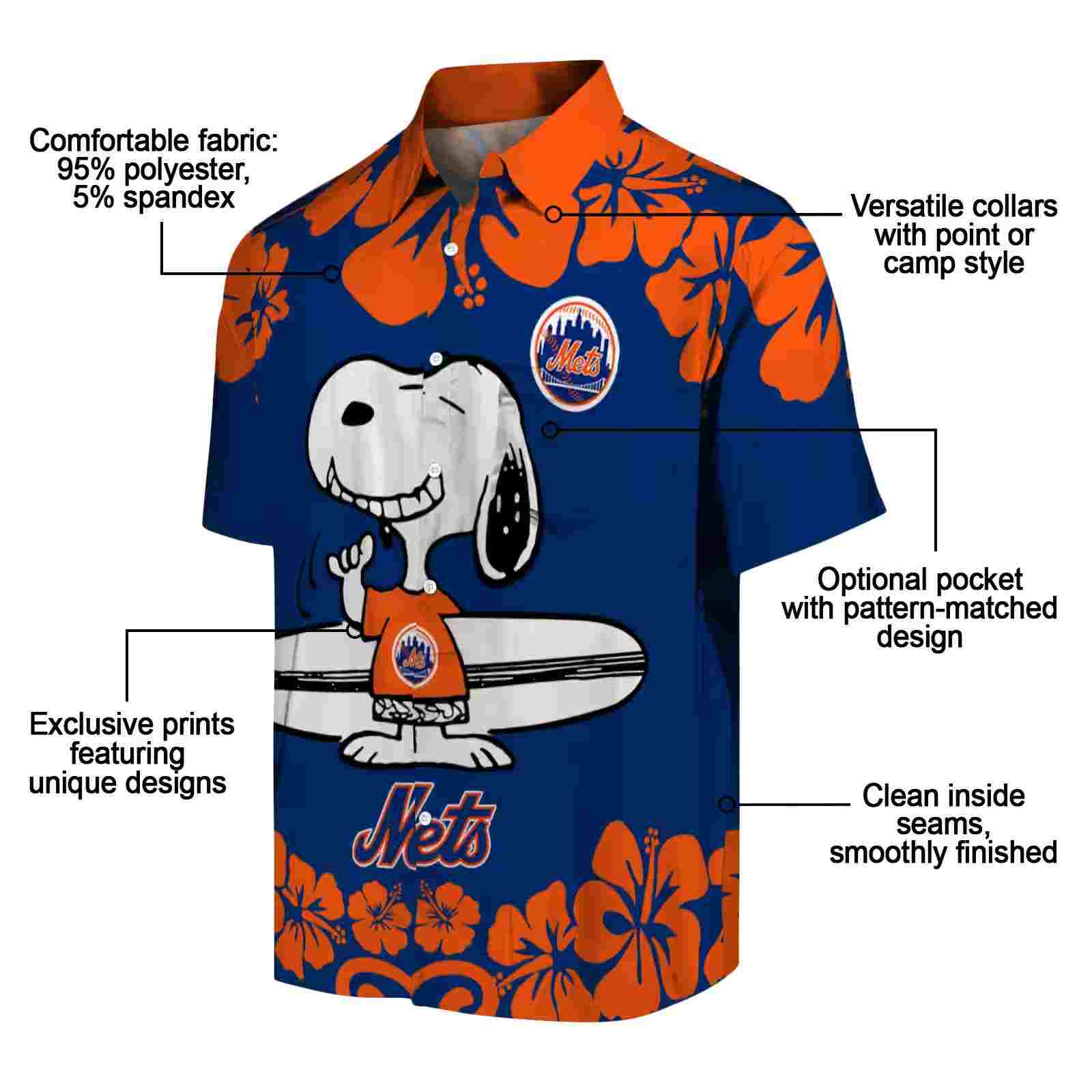 new york mets snoopy surf blue white hawaiian shirt new arrival