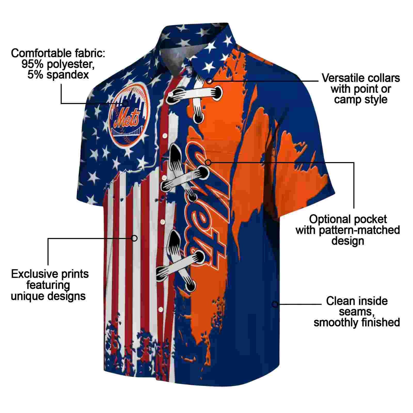 new york mets stitched flag blue hawaiian shirt new arrival