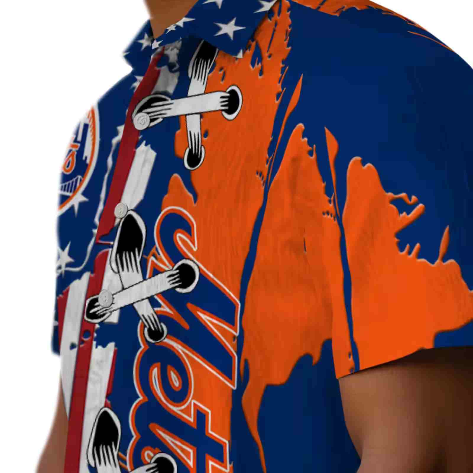 new york mets stitched flag blue hawaiian shirt trendy