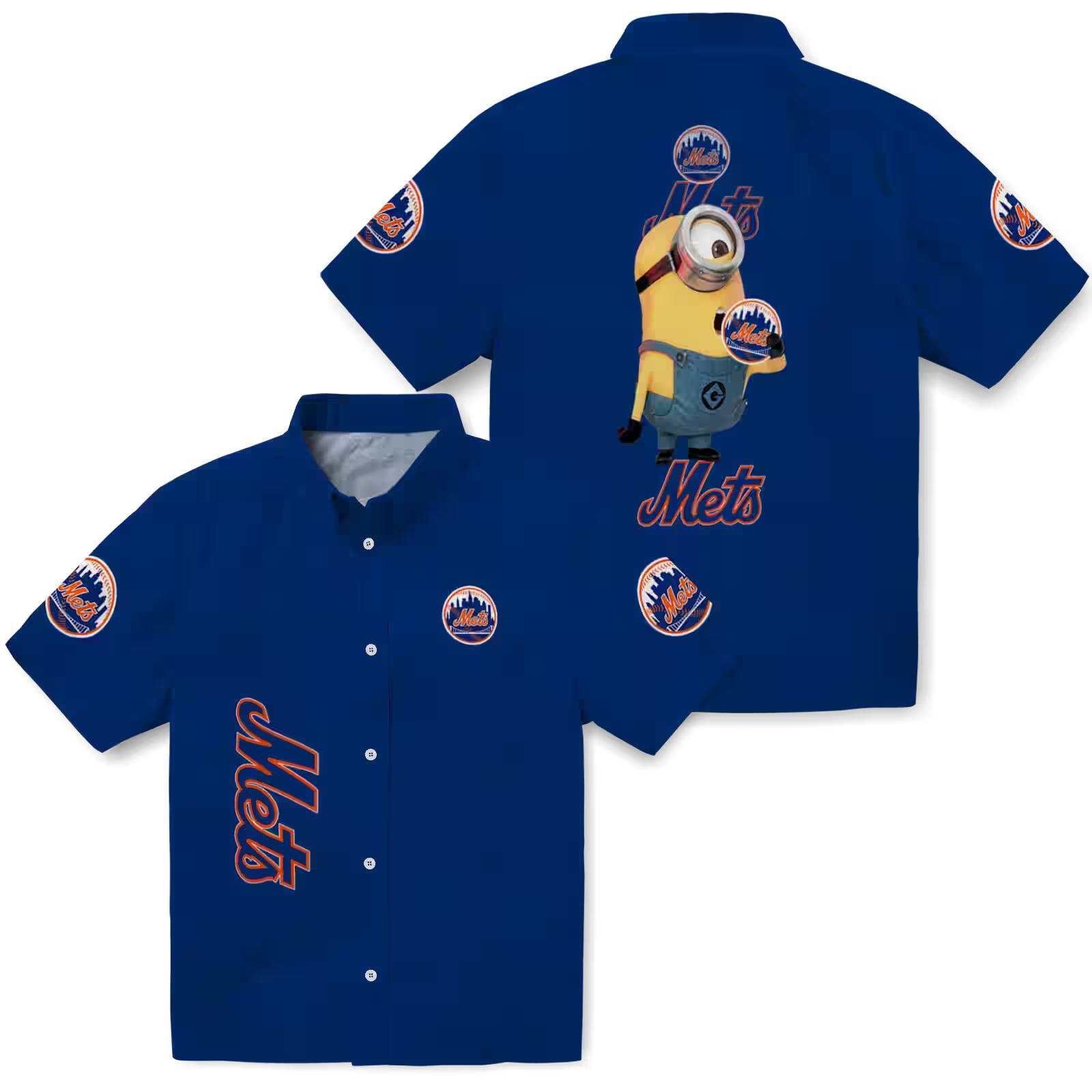 new york mets stuart minion blue hawaiian shirt high quality