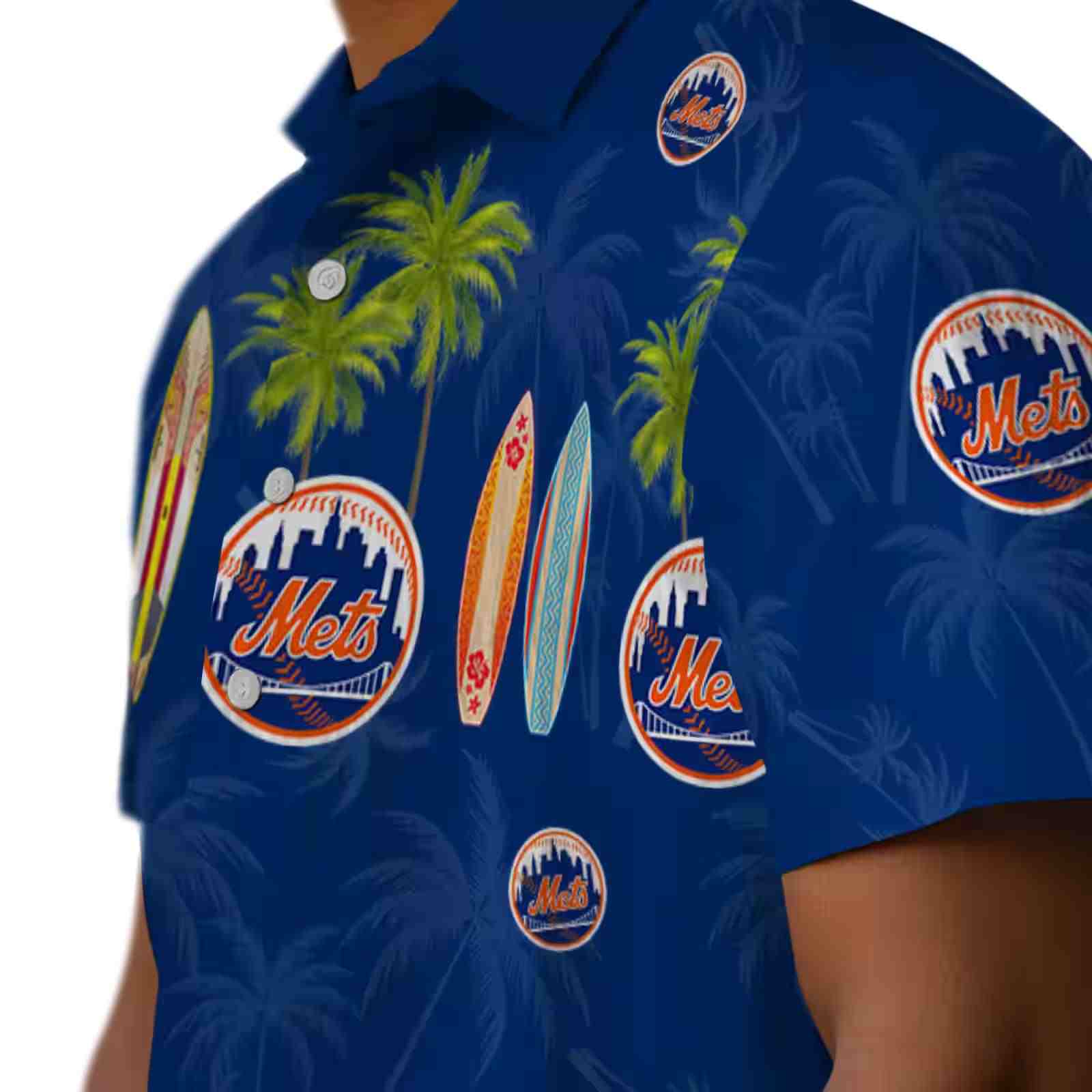 new york mets surfboard palm blue hawaiian shirt trendy