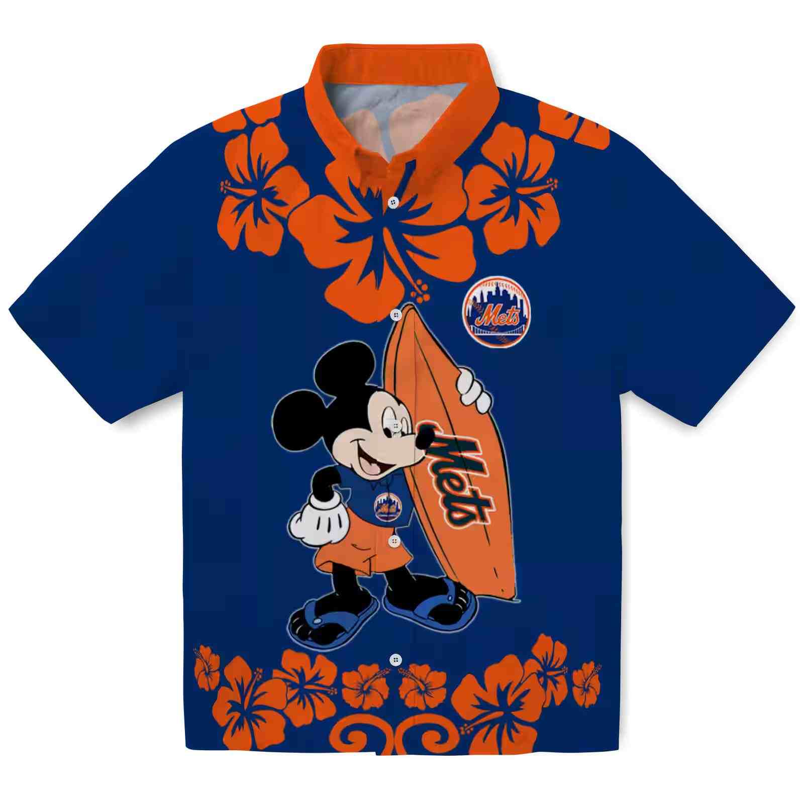 New York Mets Surfing Mickey Blue Hawaiian Shirt