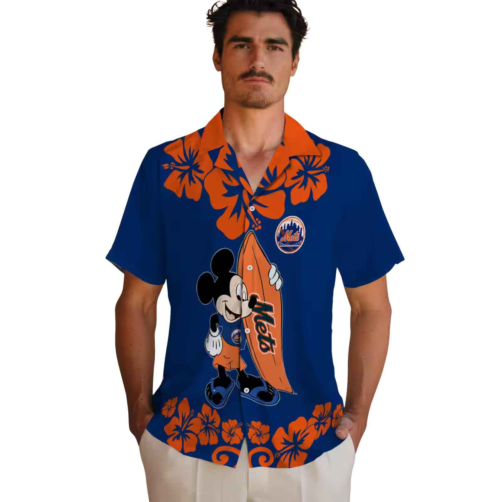 new york mets surfing mickey blue hawaiian shirt fashion forward