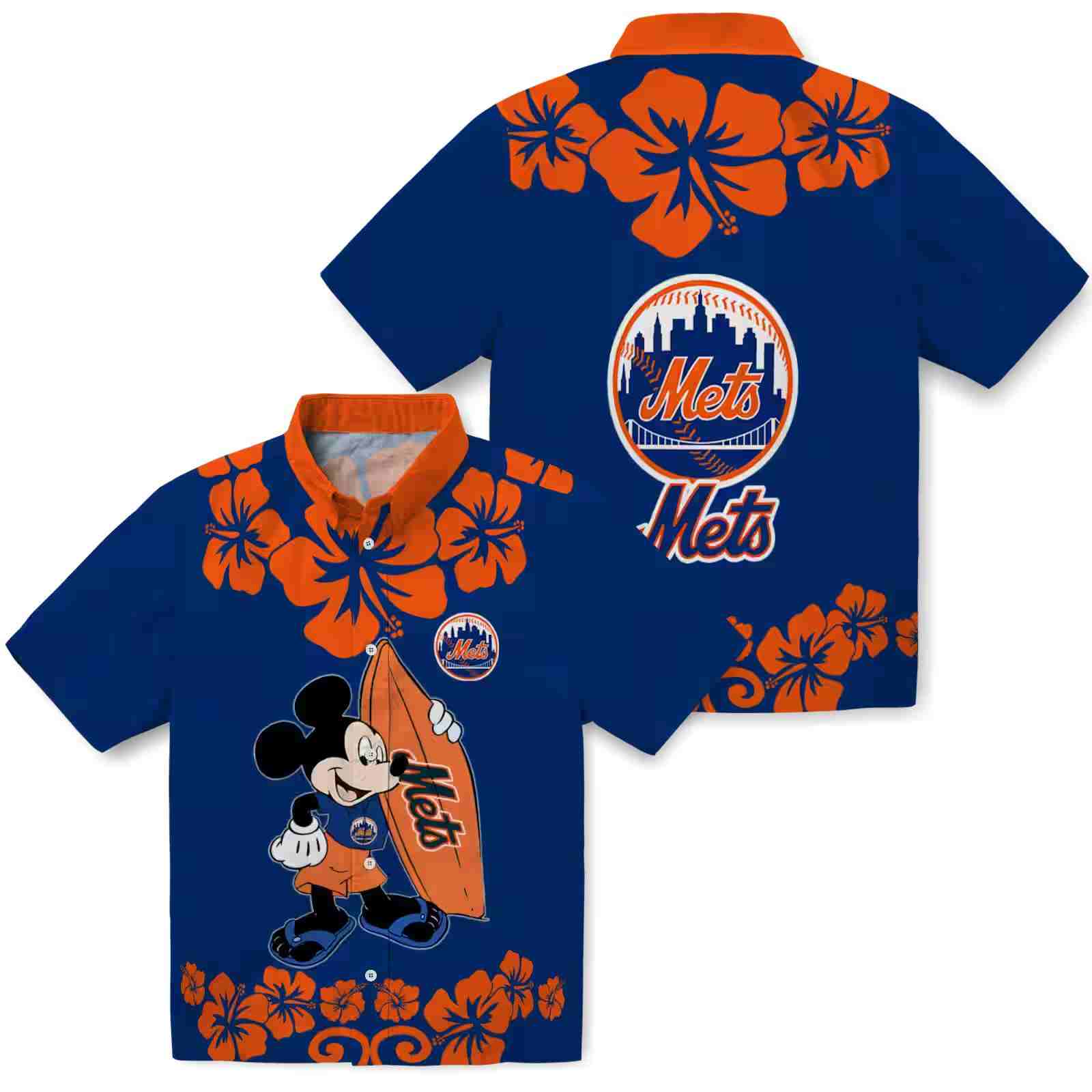 new york mets surfing mickey blue hawaiian shirt high quality