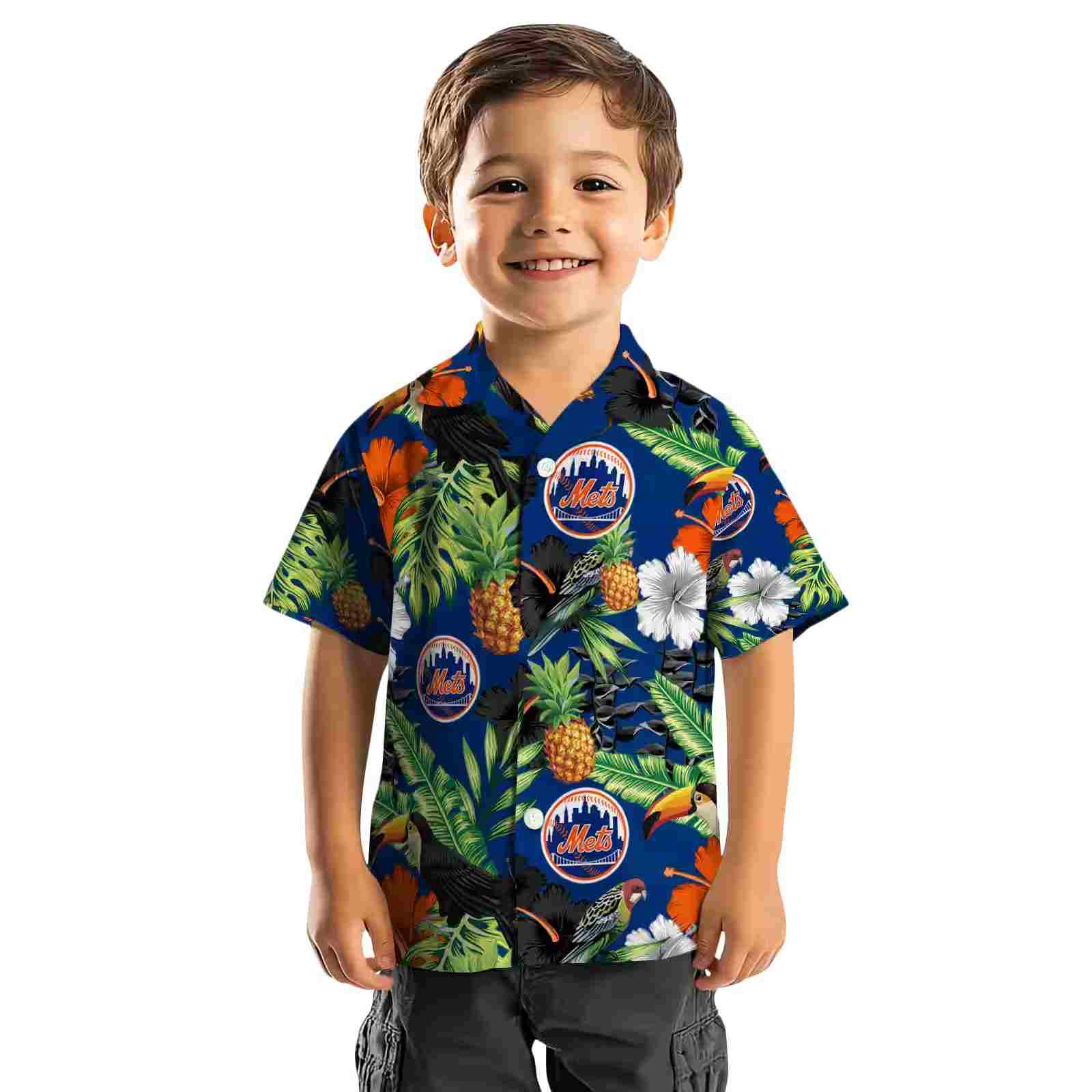 new york mets toucan hibiscus pineapple blue green hawaiian shirt top rated