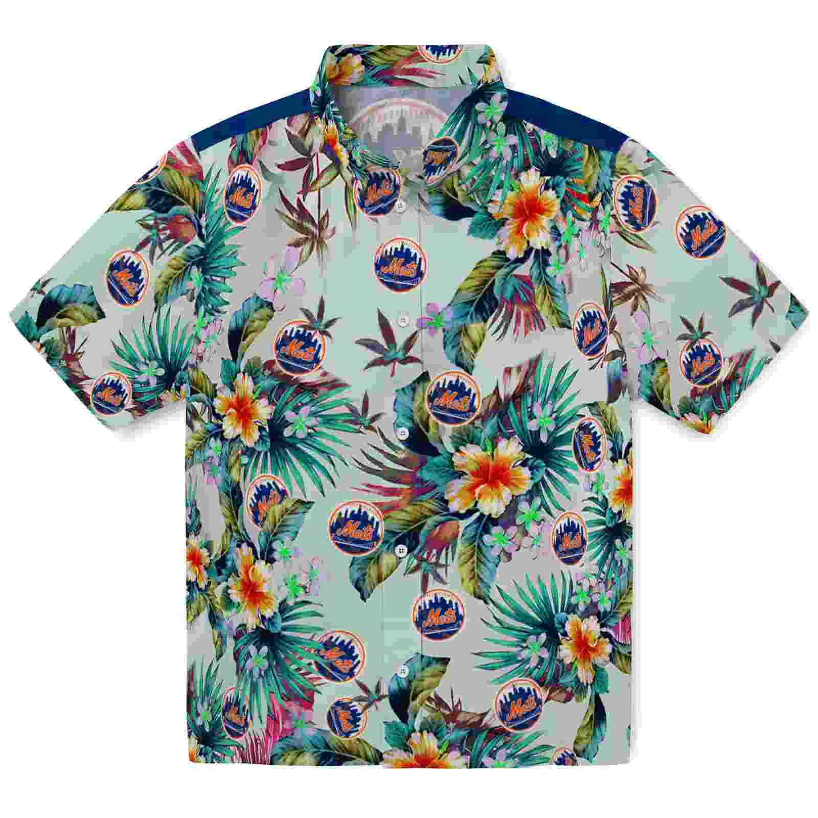 New York Mets Tropical Foliage Green Hawaiian Shirt