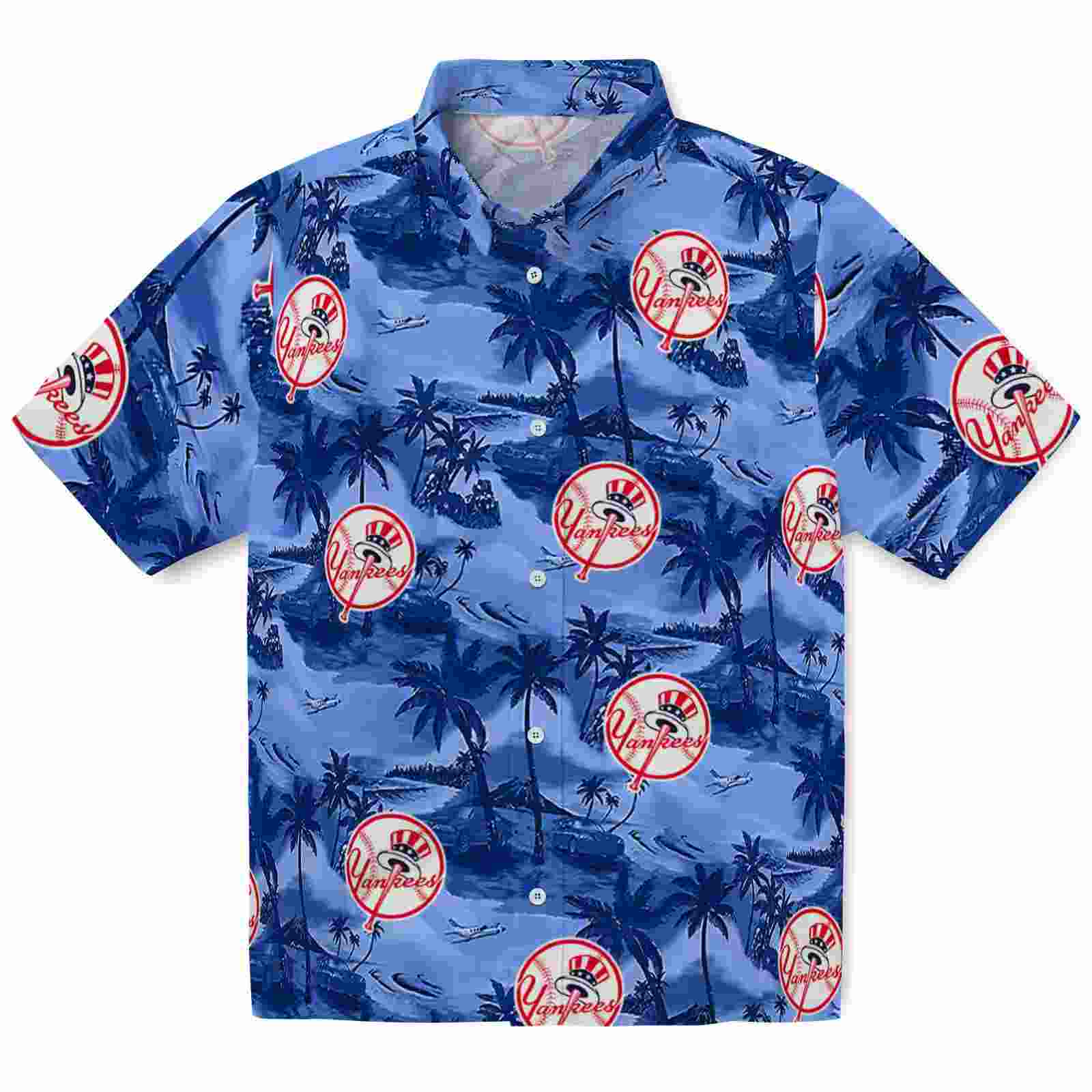 New York Yankees Coastal Palms Navy Hawaiian Shirt