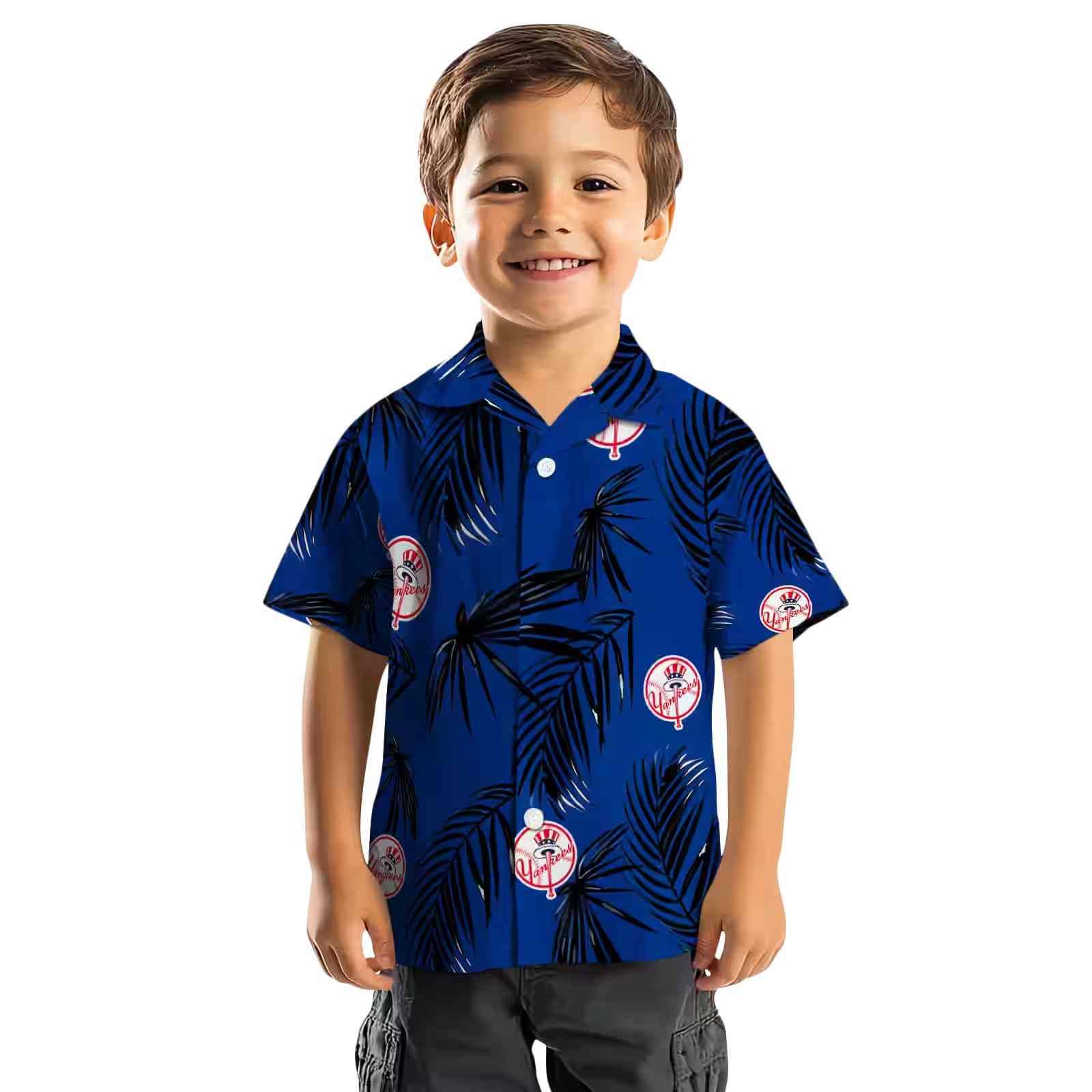 new york yankees palm leaf navy hawaiian shirt top rated