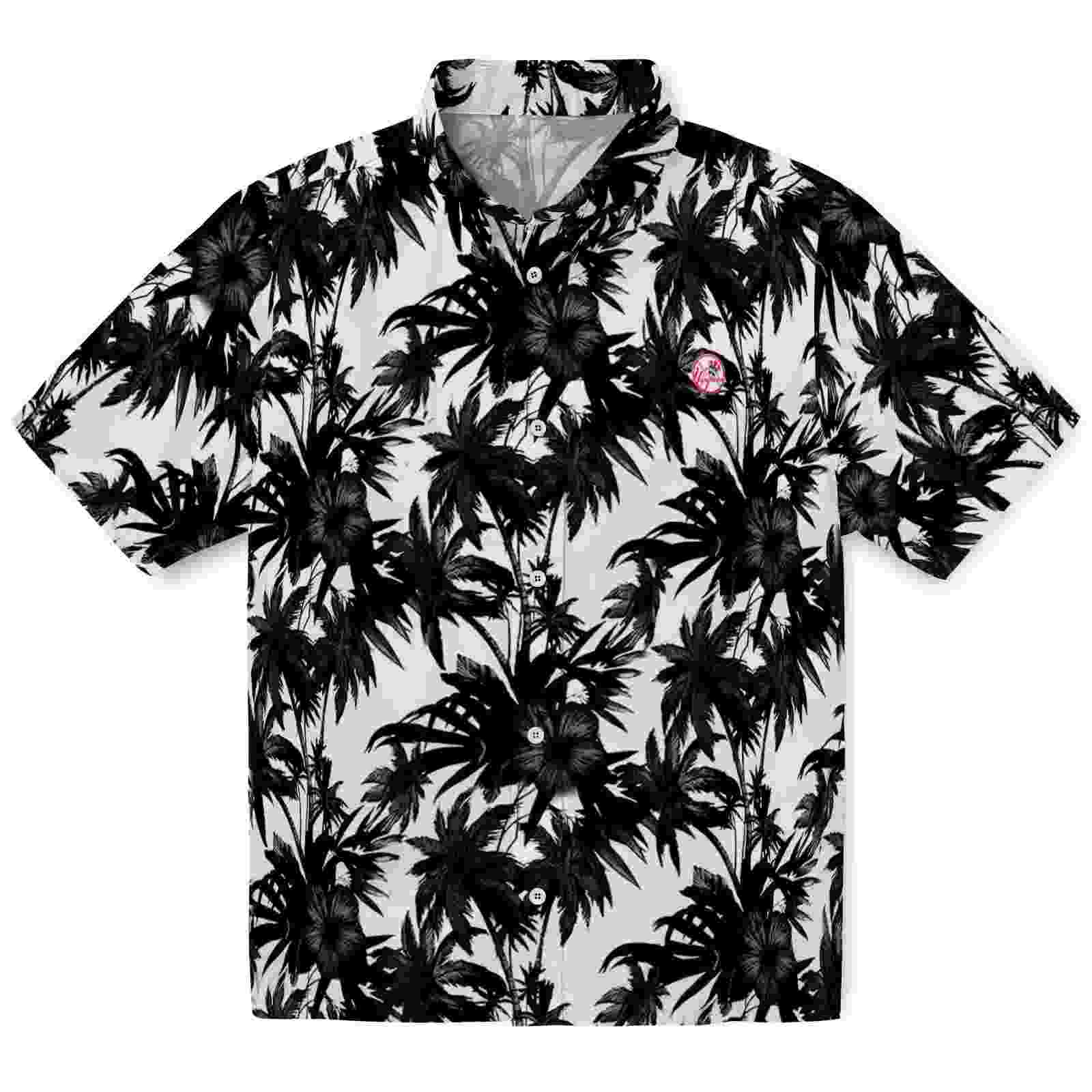 New York Yankees Palm Motifs Black White Hawaiian Shirt