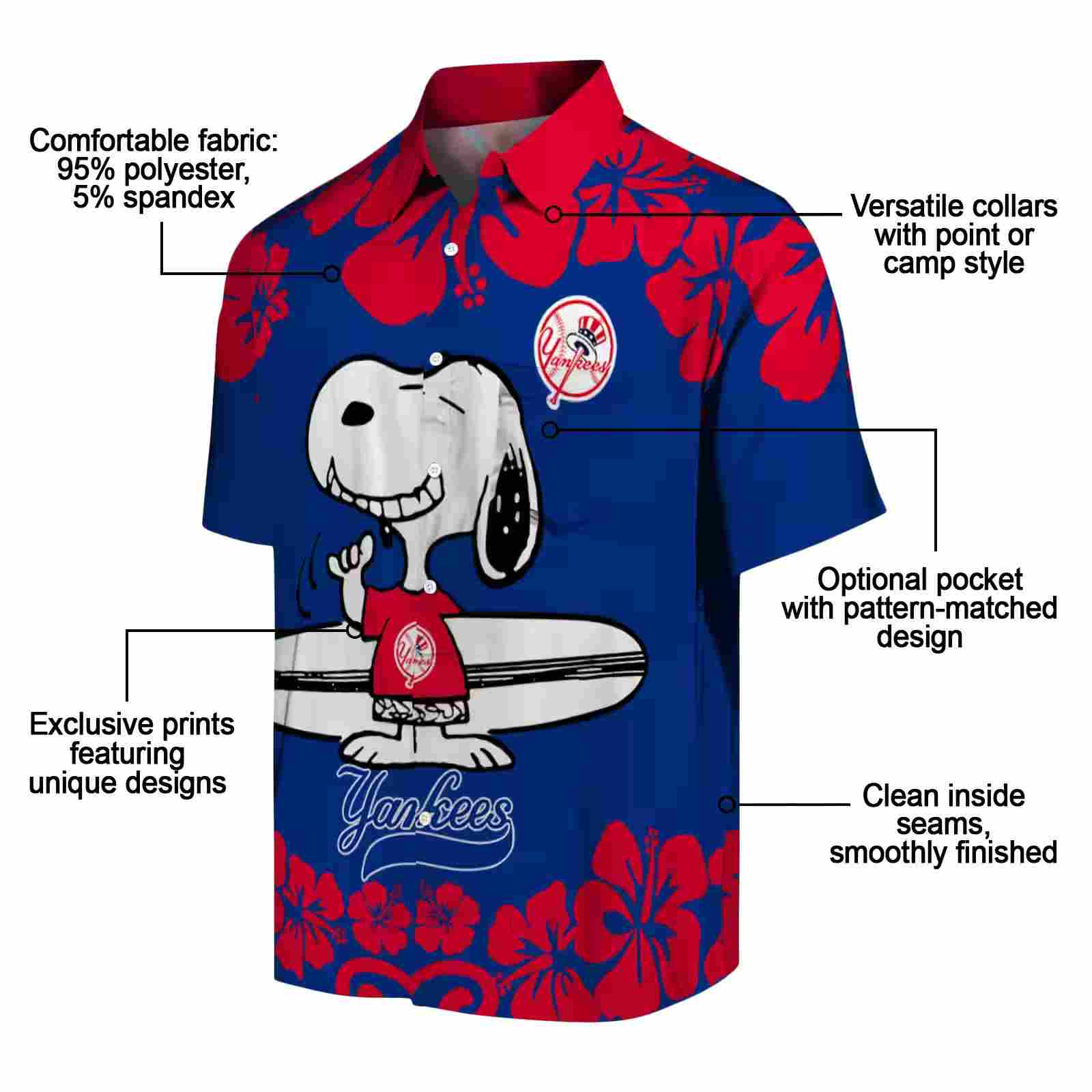 new york yankees snoopy surf navy white hawaiian shirt new arrival