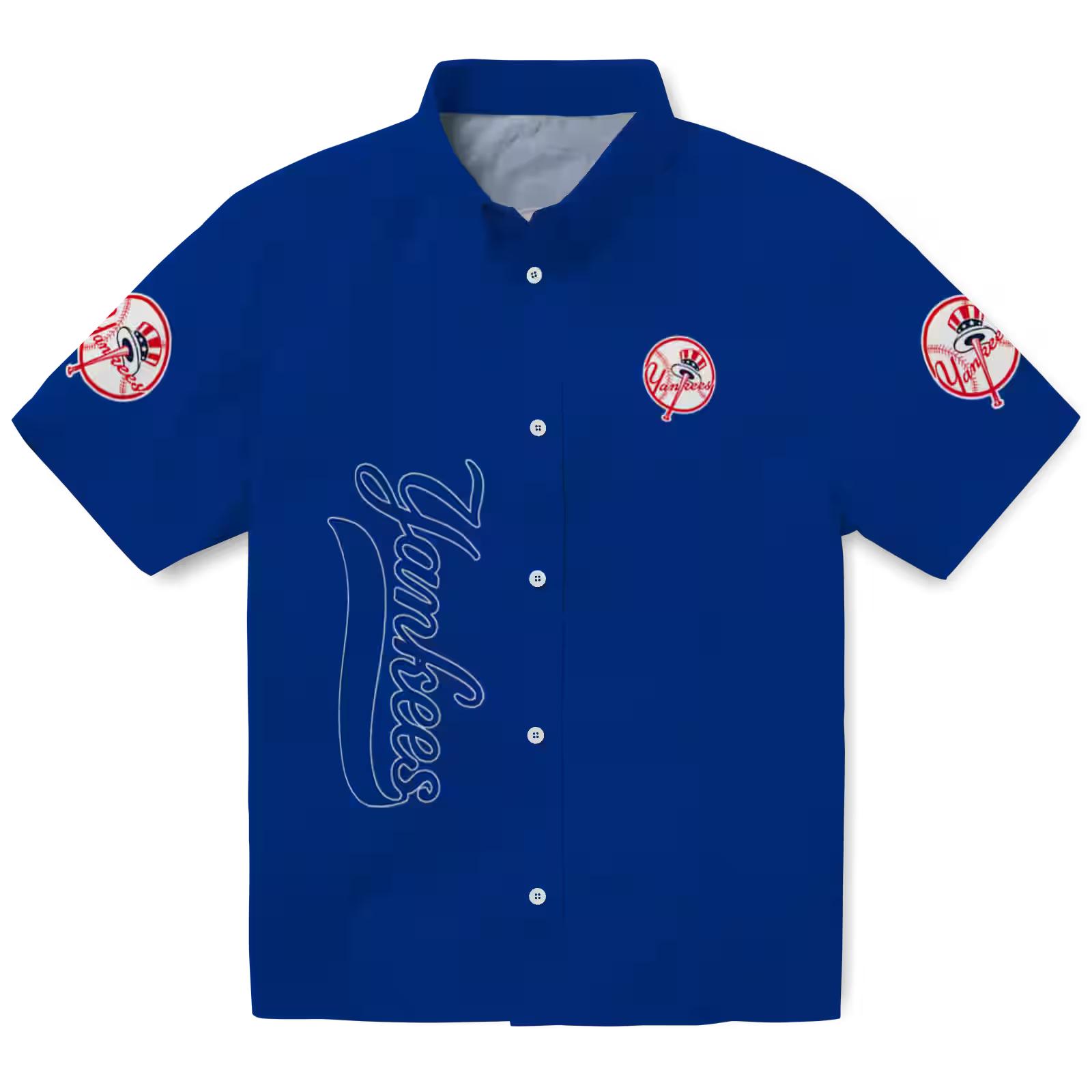 New York Yankees Stuart Minion Navy Hawaiian Shirt