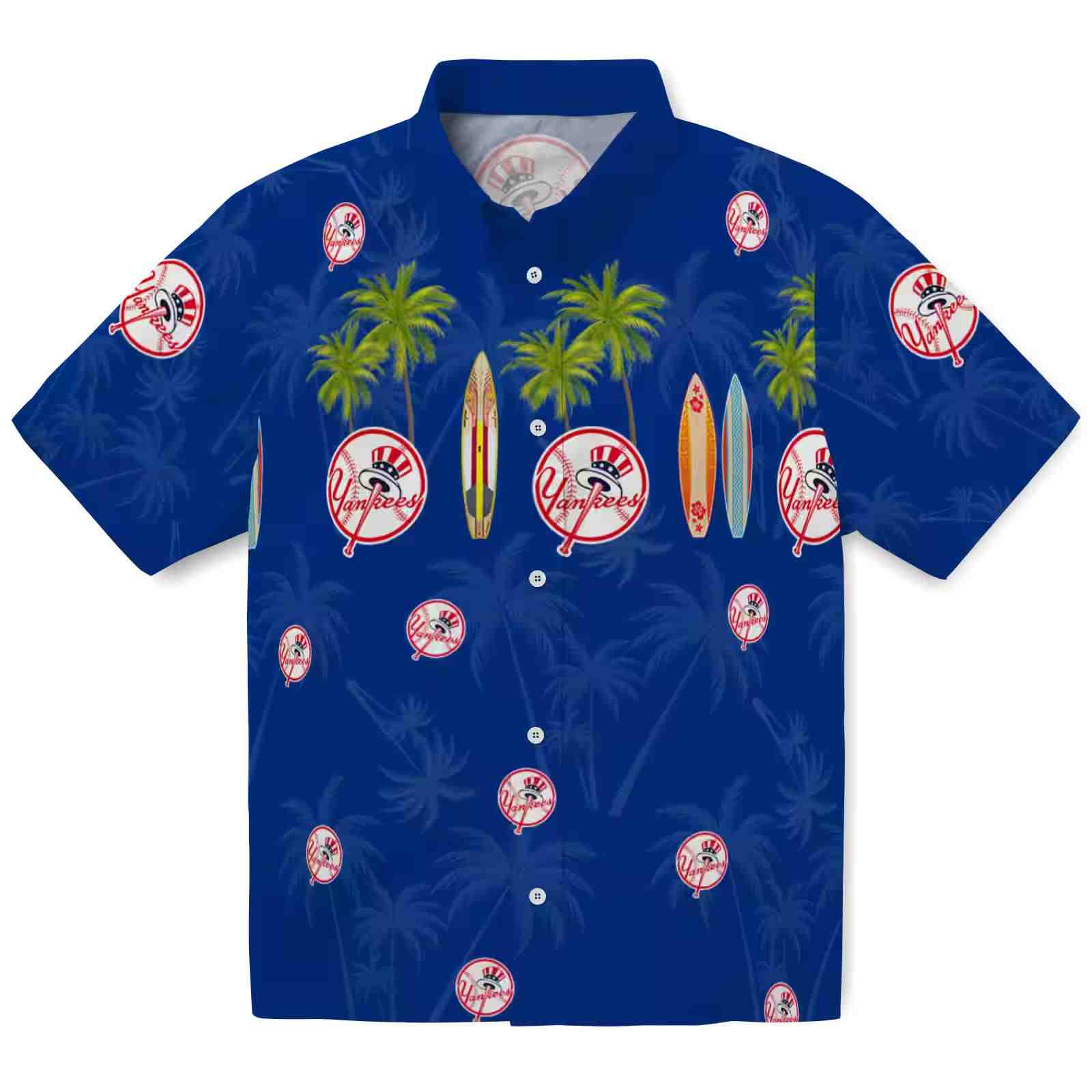 New York Yankees Surfboard Palm Navy Hawaiian Shirt