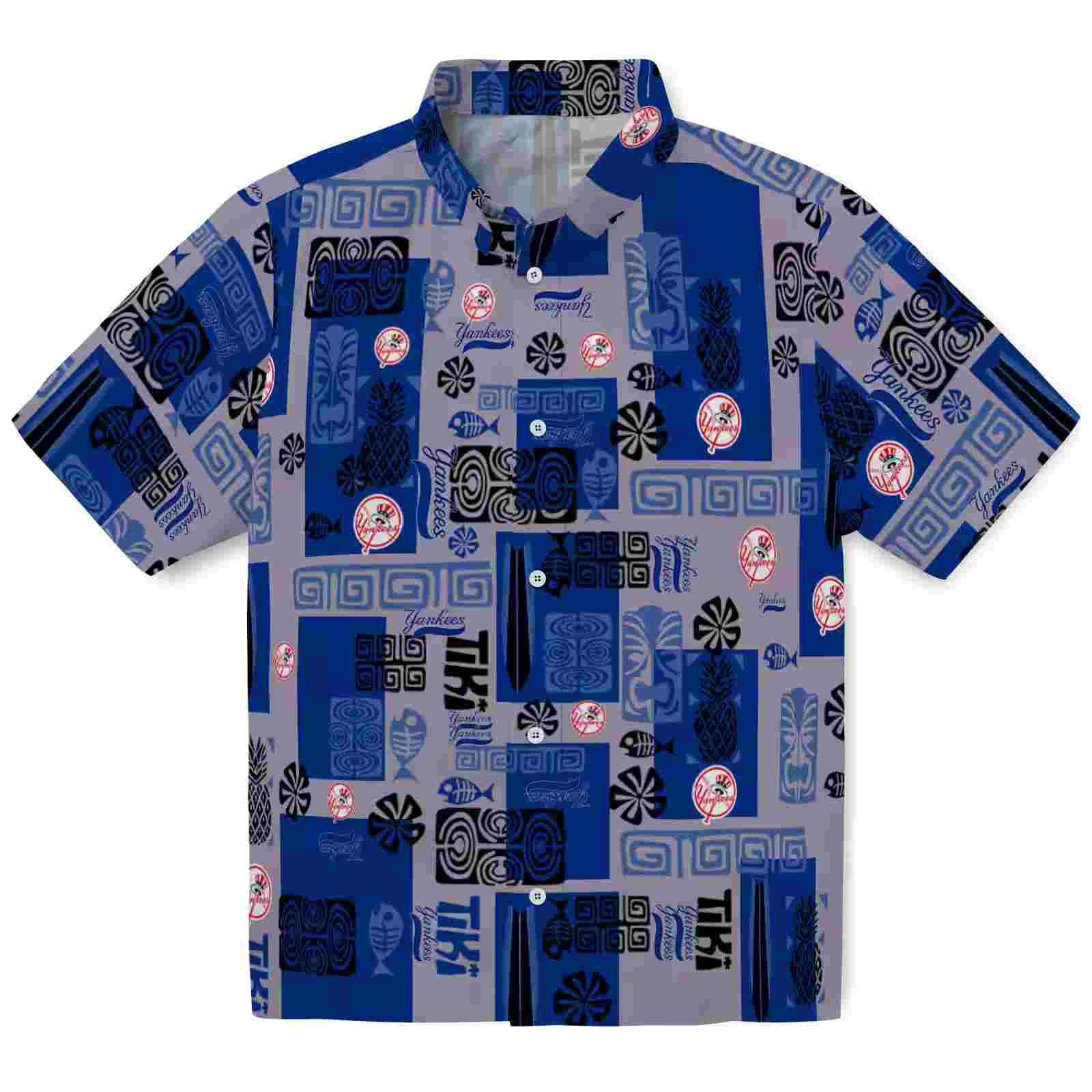 New York Yankees Tribal Symbols Navy Hawaiian Shirt