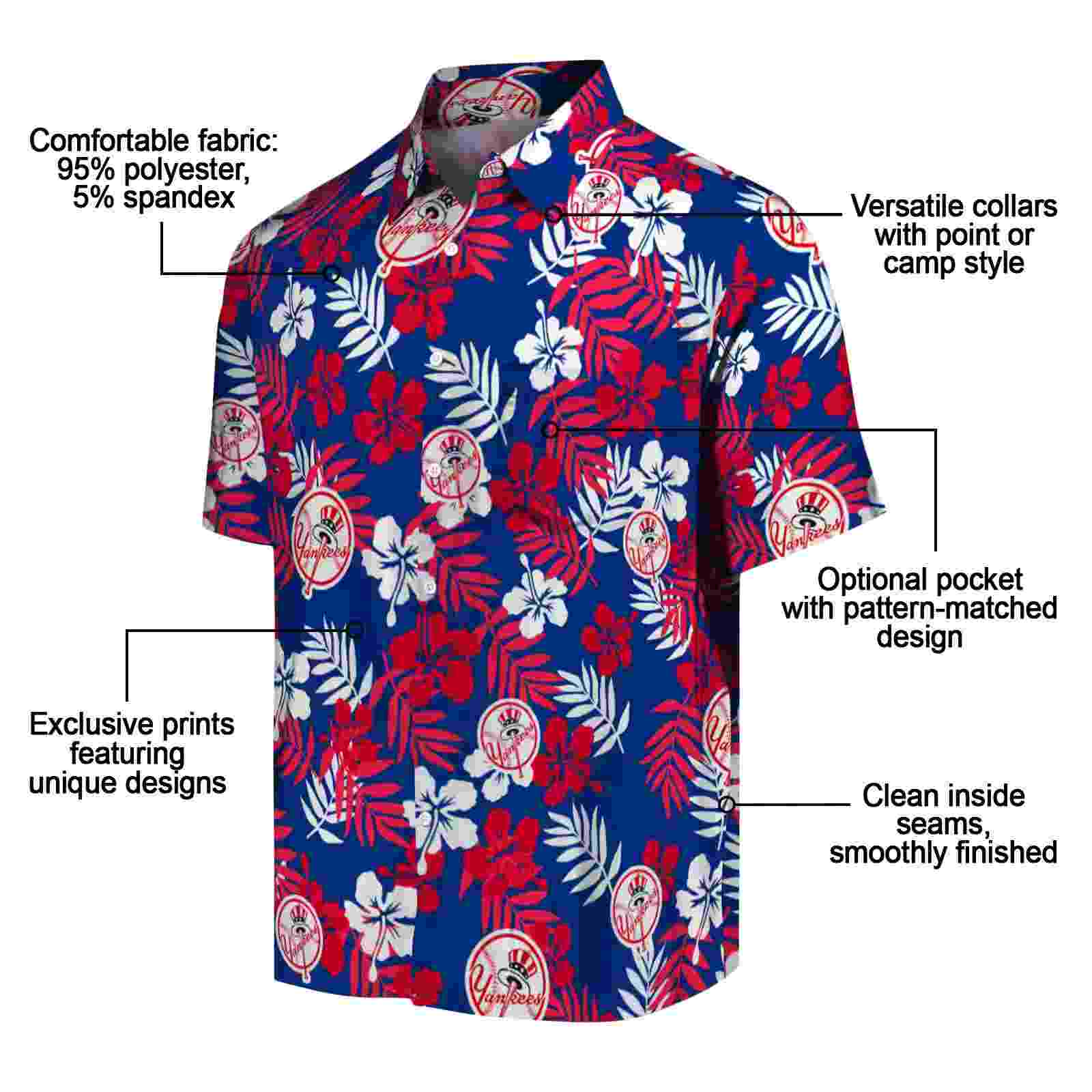 new york yankees tropical floral navy hawaiian shirt new arrival