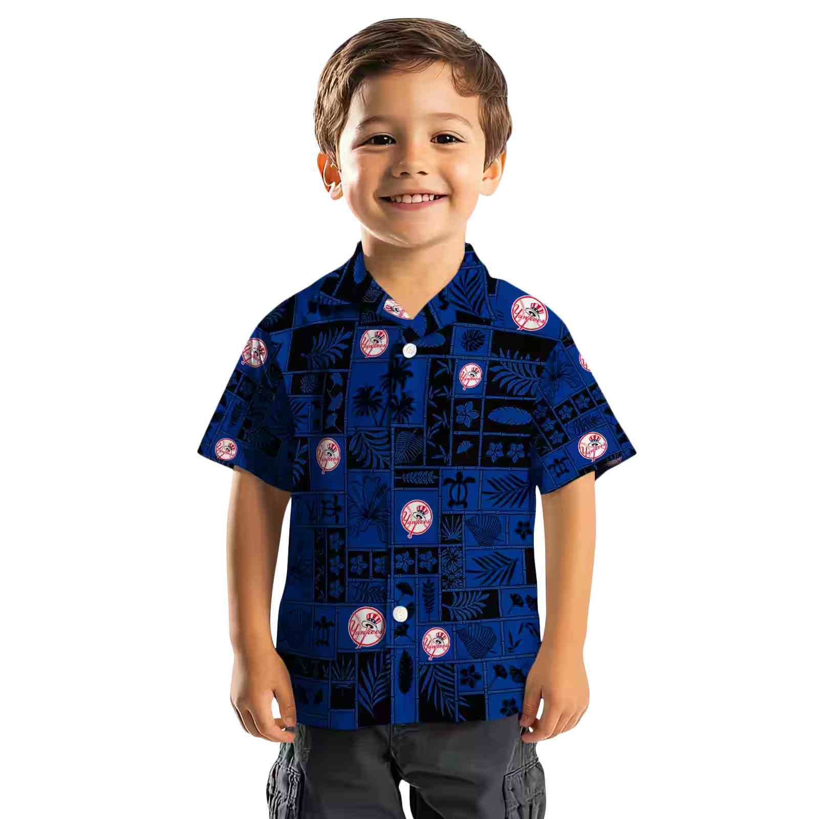 new york yankees tropical patchwork navy black hawaiian shirt top rated