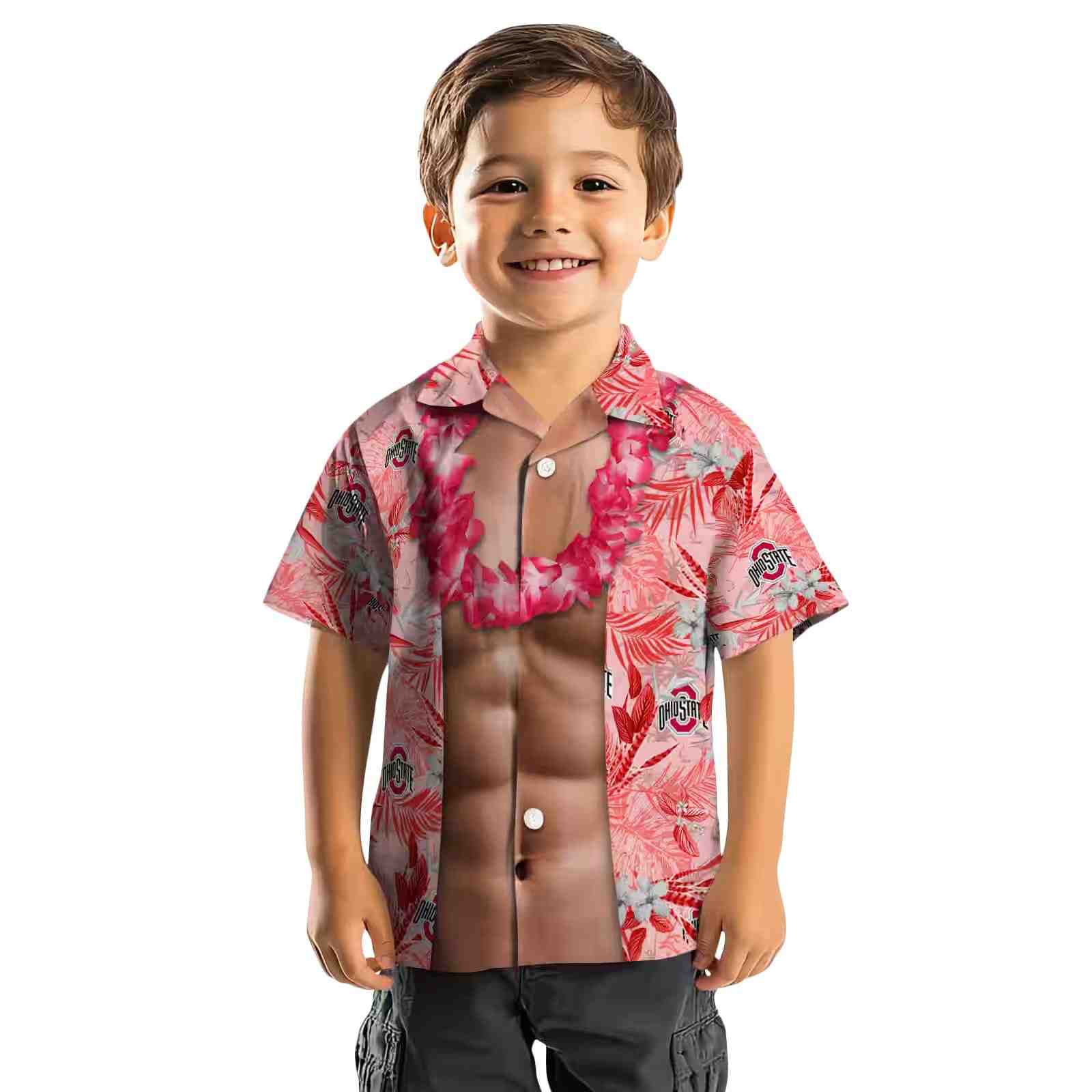 ohio state buckeyes chest illusion scarlet hawaiian shirt top rated