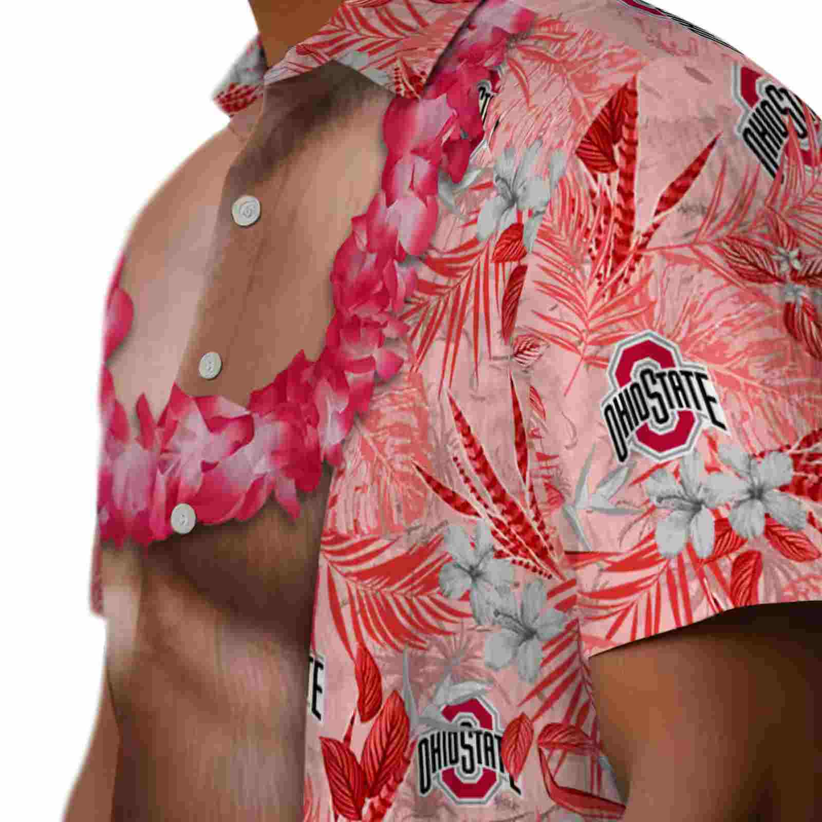 ohio state buckeyes chest illusion scarlet hawaiian shirt trendy