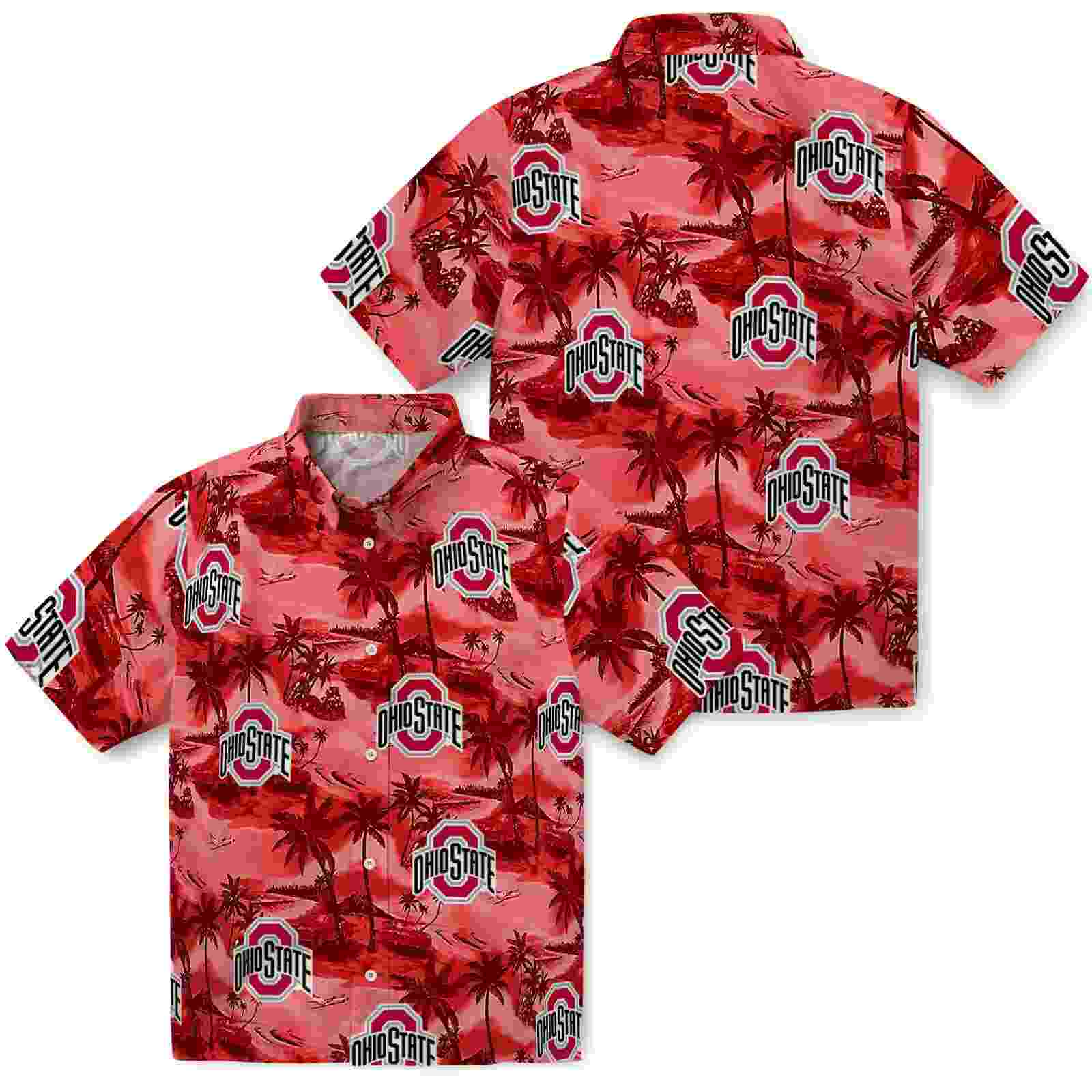 ohio state buckeyes coastal palms scarlet hawaiian shirt high quality